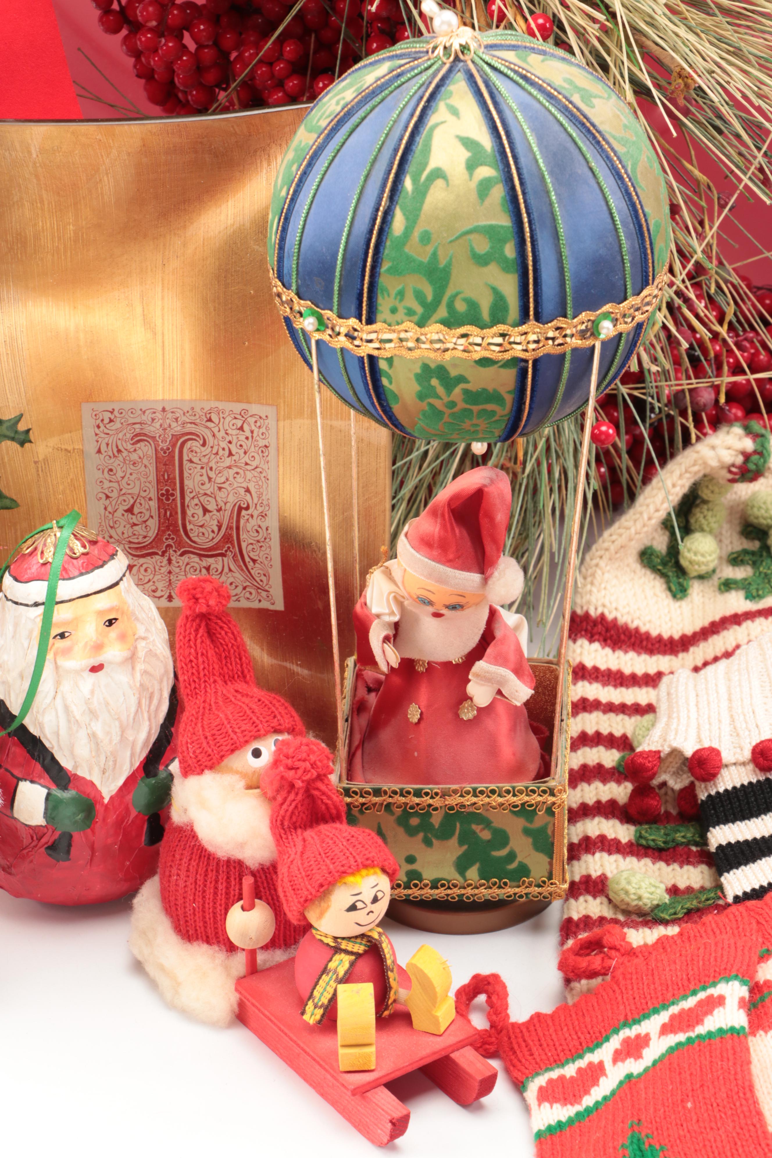 Faux Pine and Berry Wreaths, Needlepoint Textiles, and More Christmas Décor