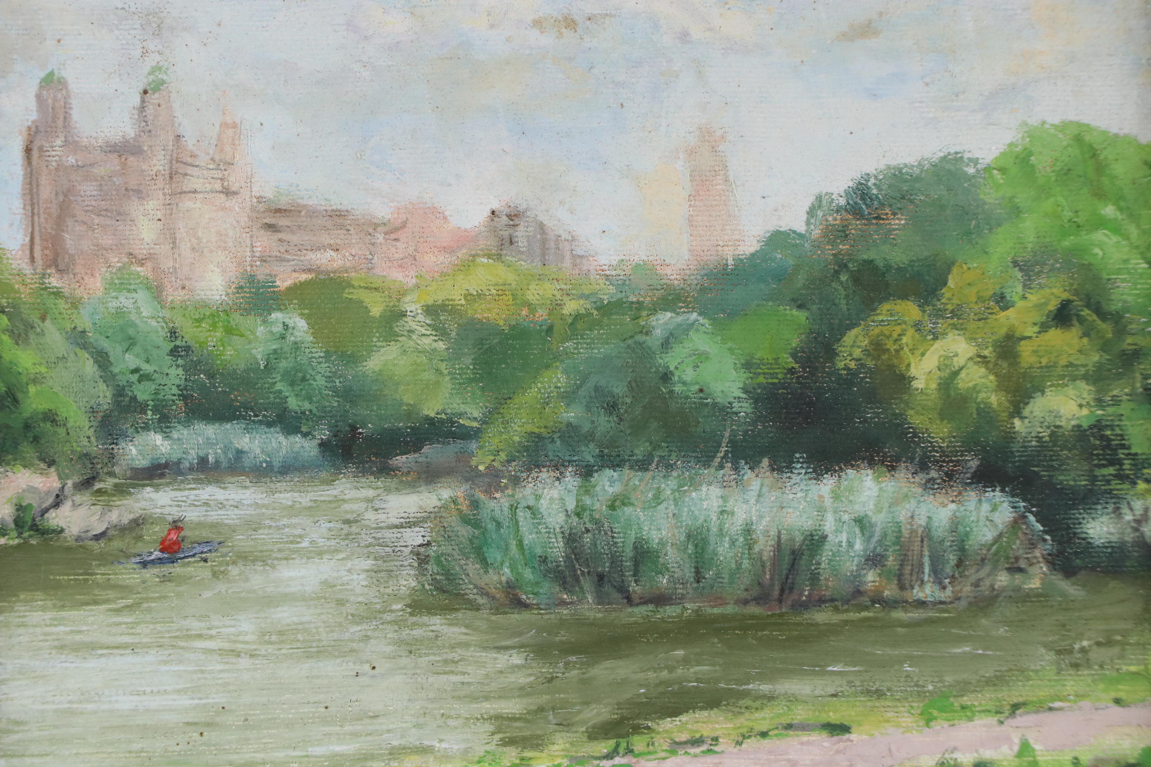 Kristin Zimmerman Impressionistic Oil Painting "Central Park Pond," 2002