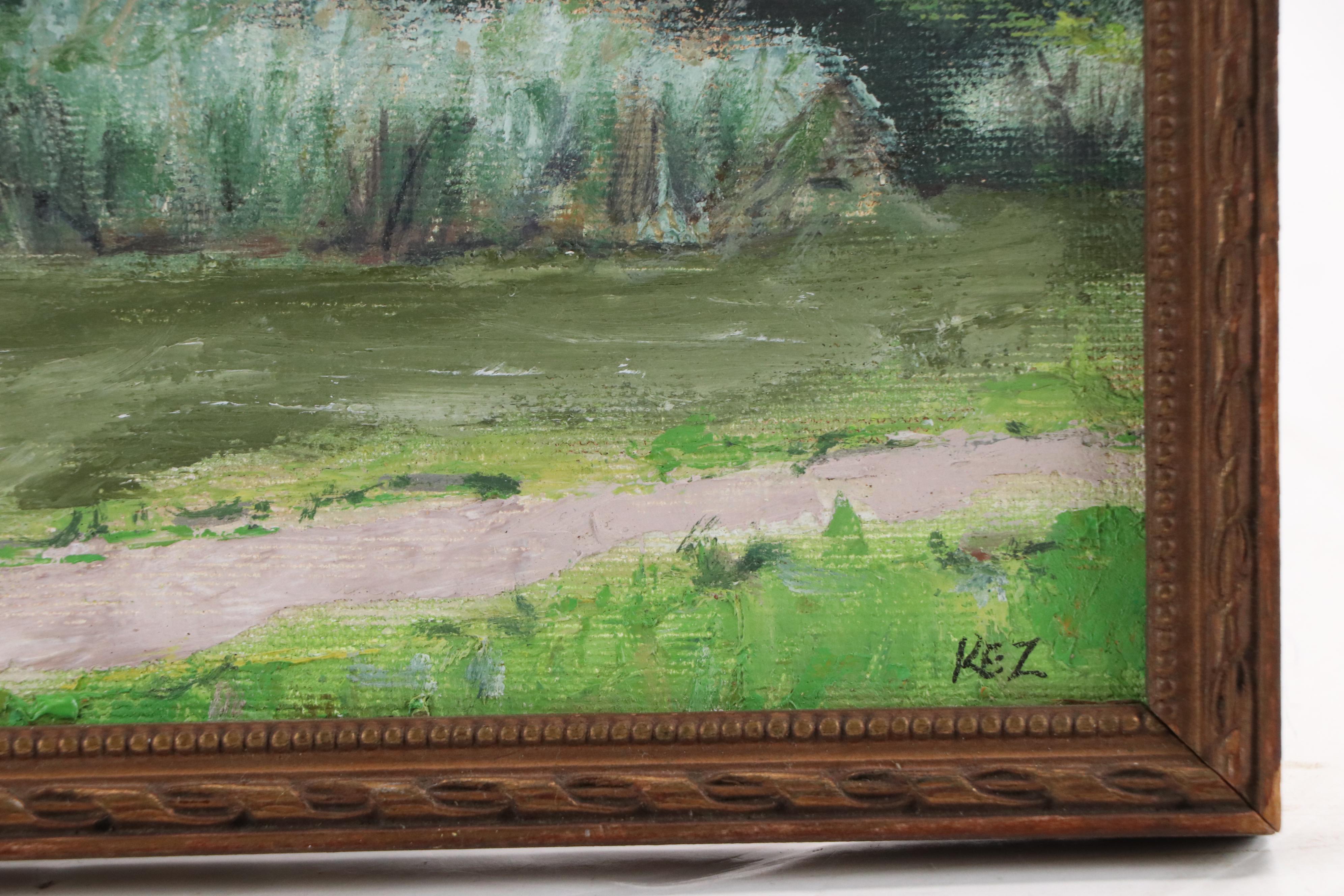 Kristin Zimmerman Impressionistic Oil Painting "Central Park Pond," 2002