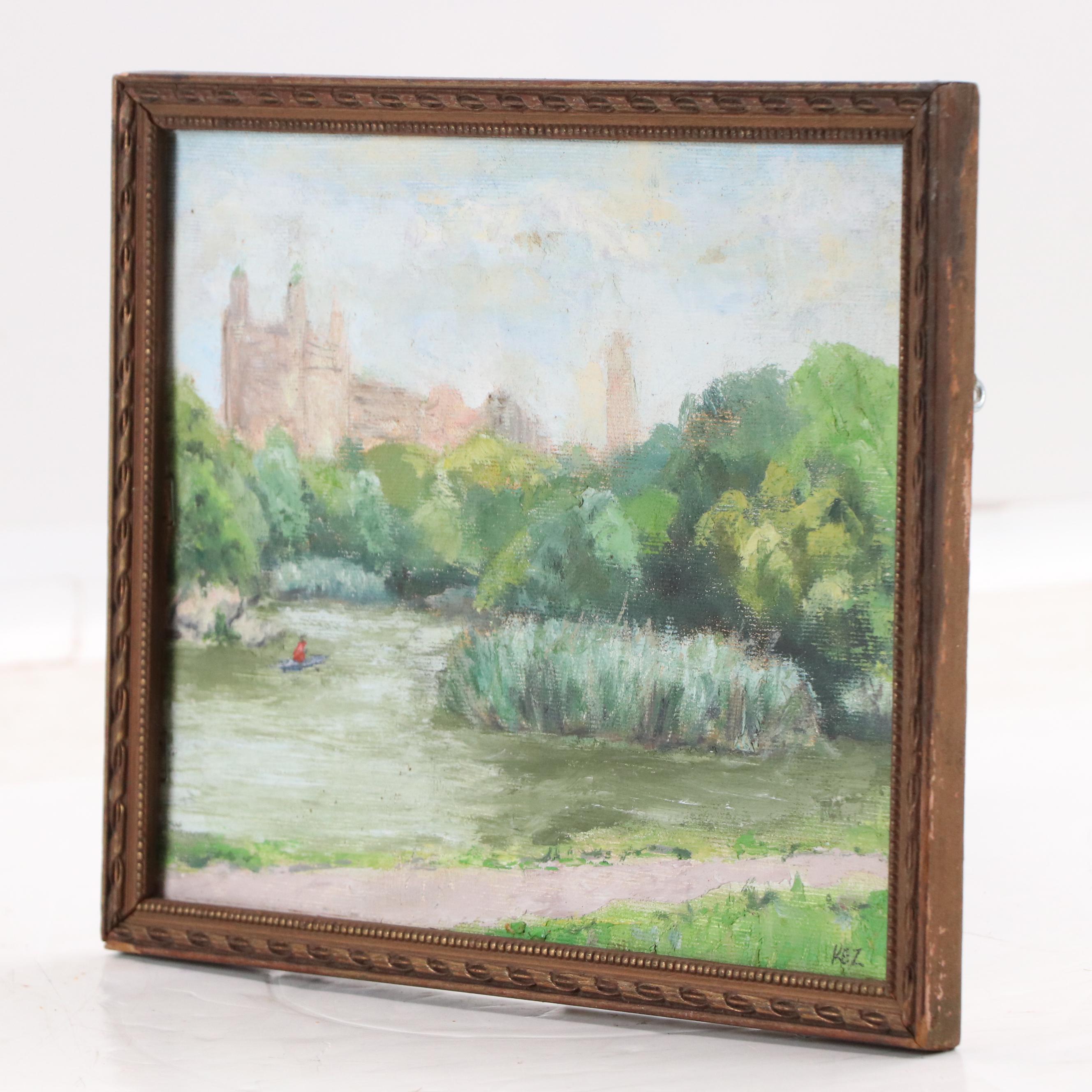 Kristin Zimmerman Impressionistic Oil Painting "Central Park Pond," 2002