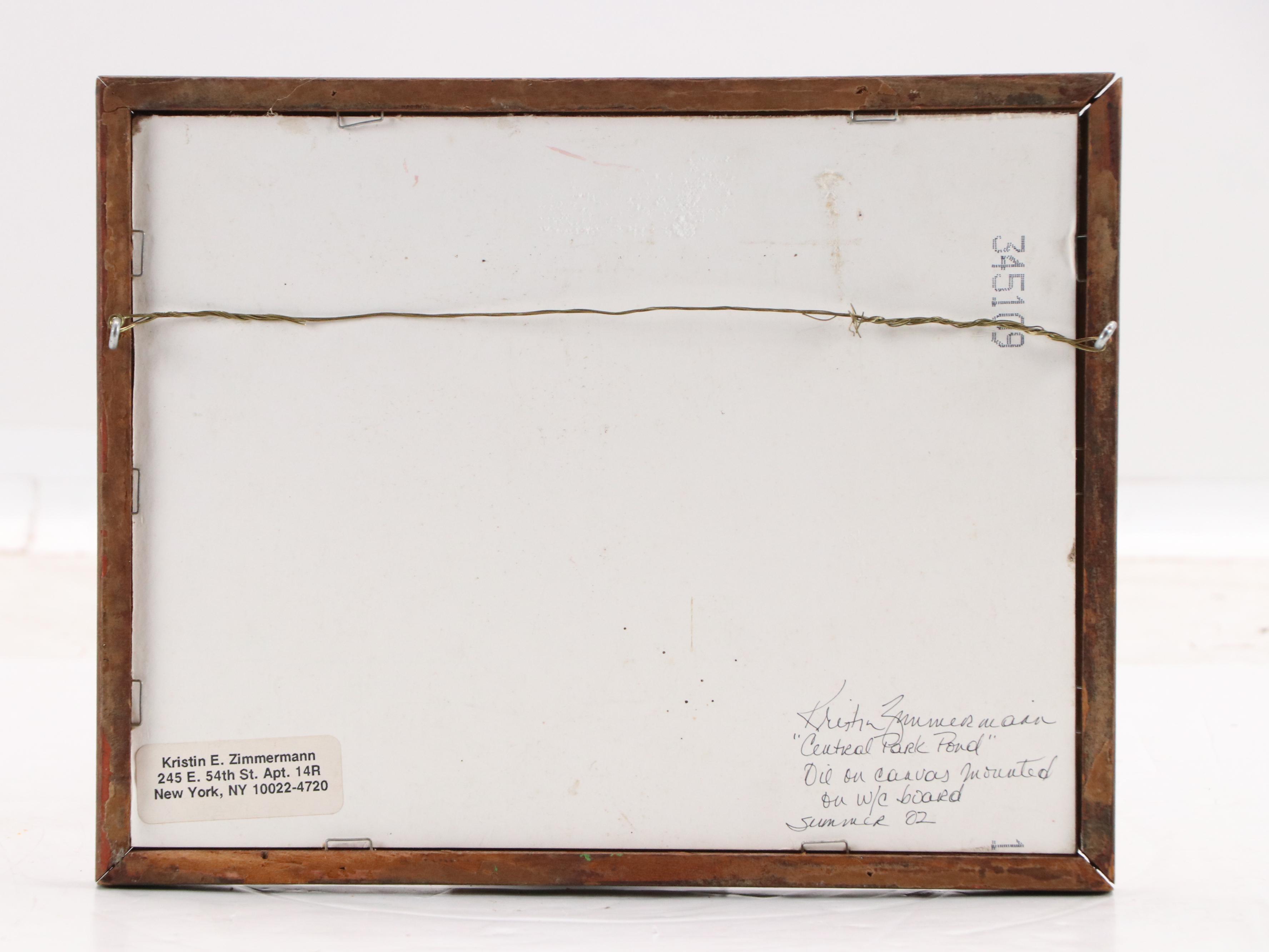 Kristin Zimmerman Impressionistic Oil Painting "Central Park Pond," 2002