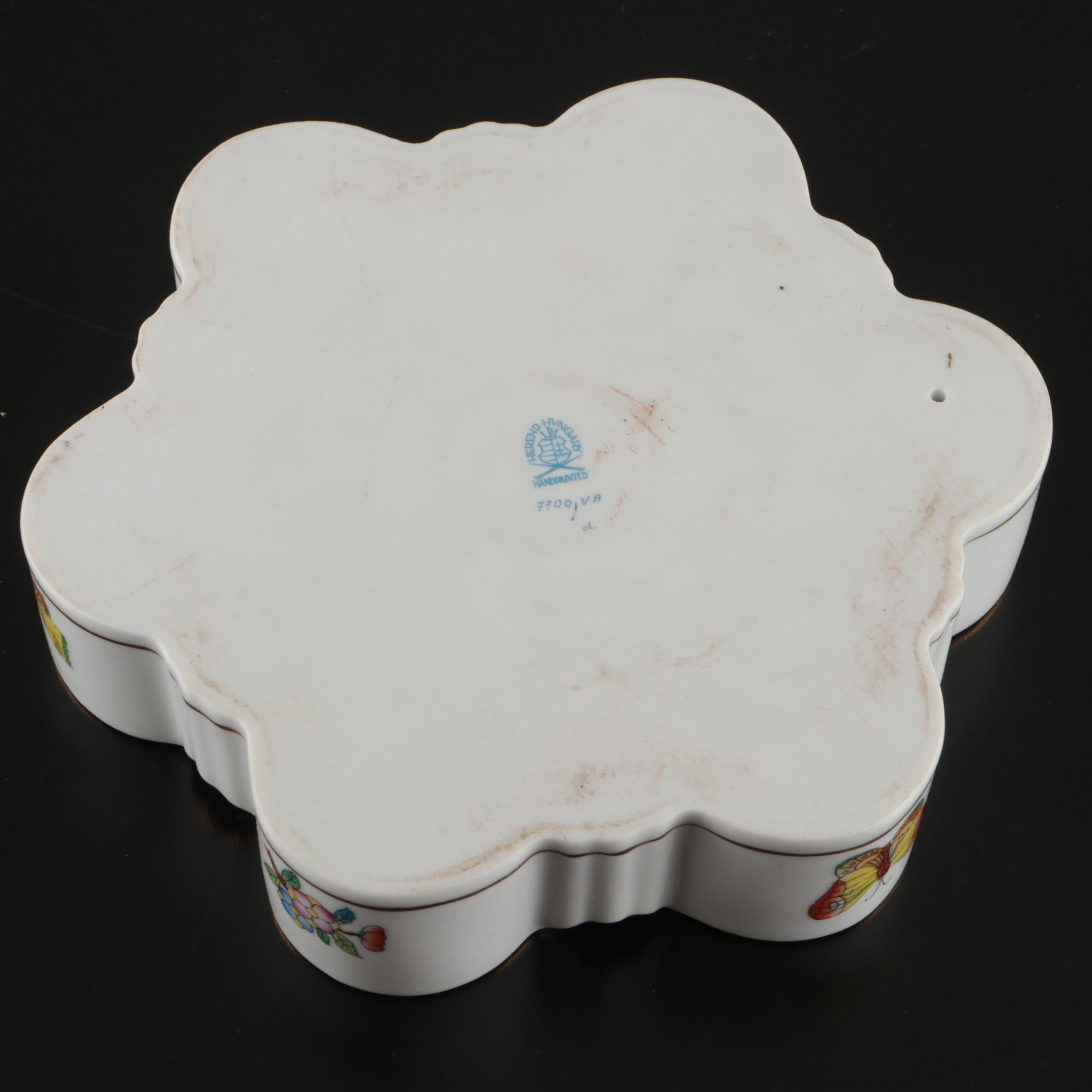 Herend "Queen Victoria" Hand-Painted Porcelain Ashtray and Bud Vase