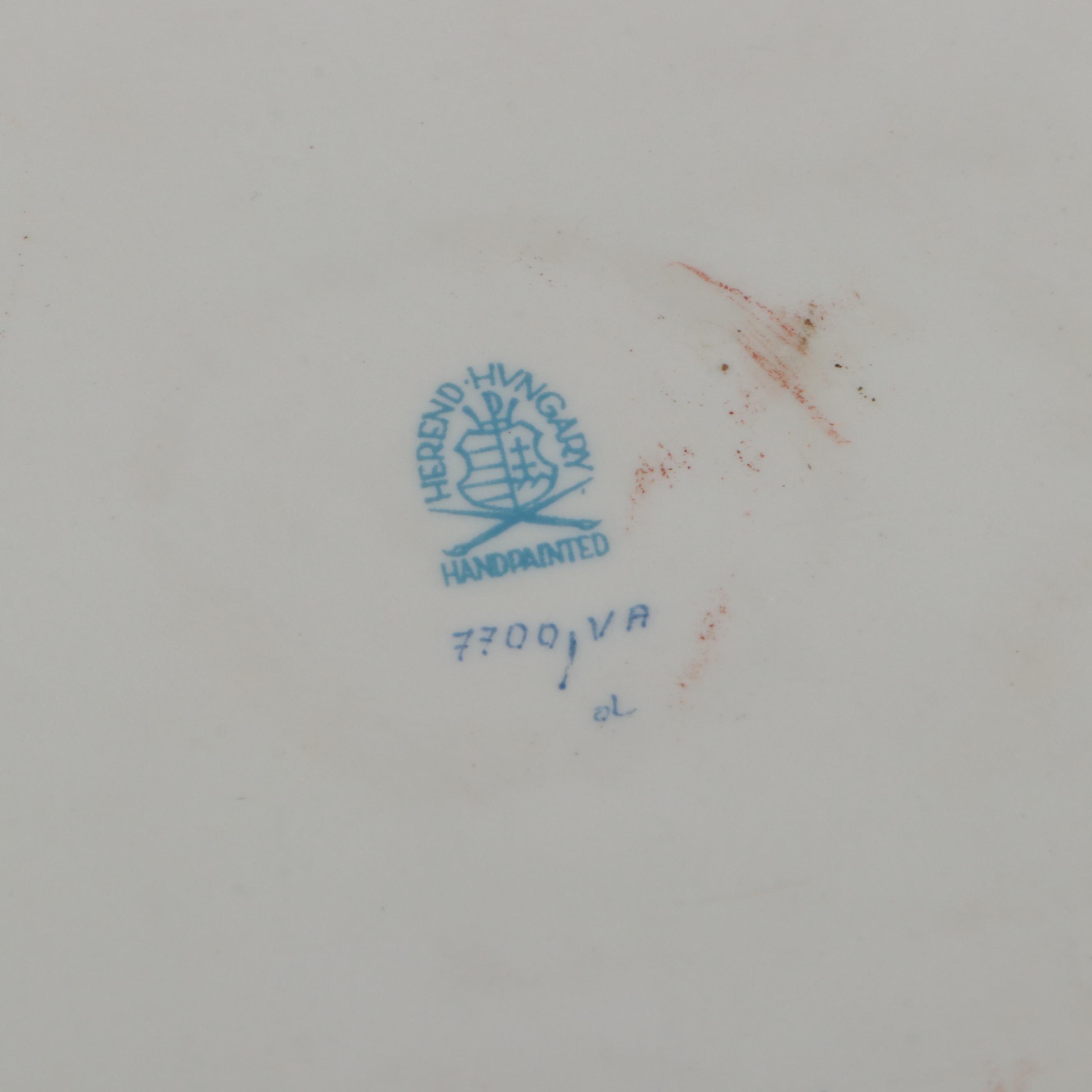 Herend "Queen Victoria" Hand-Painted Porcelain Ashtray and Bud Vase