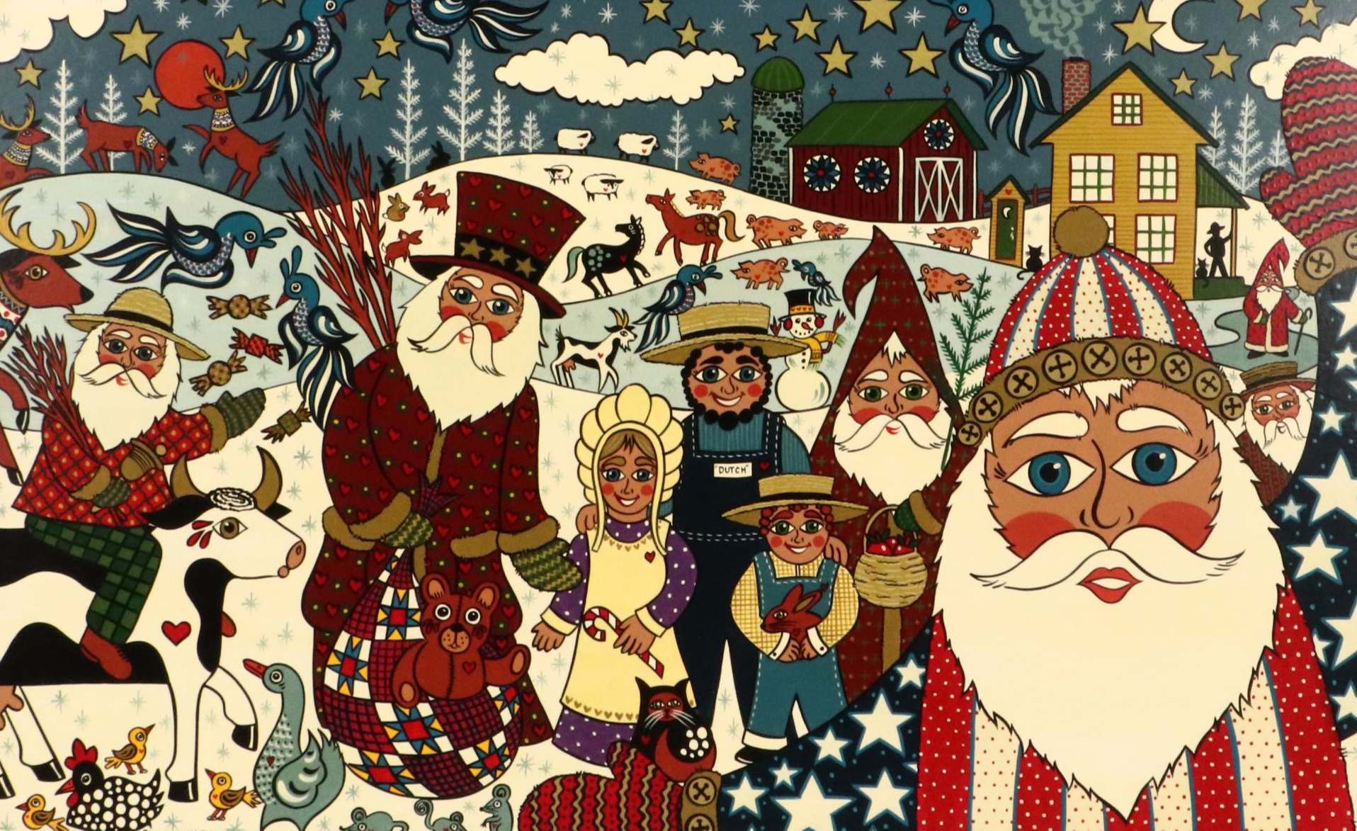 Ivan E. Hoyt Pennsylvania Dutch Holiday Acrylic Paintings, 1990s