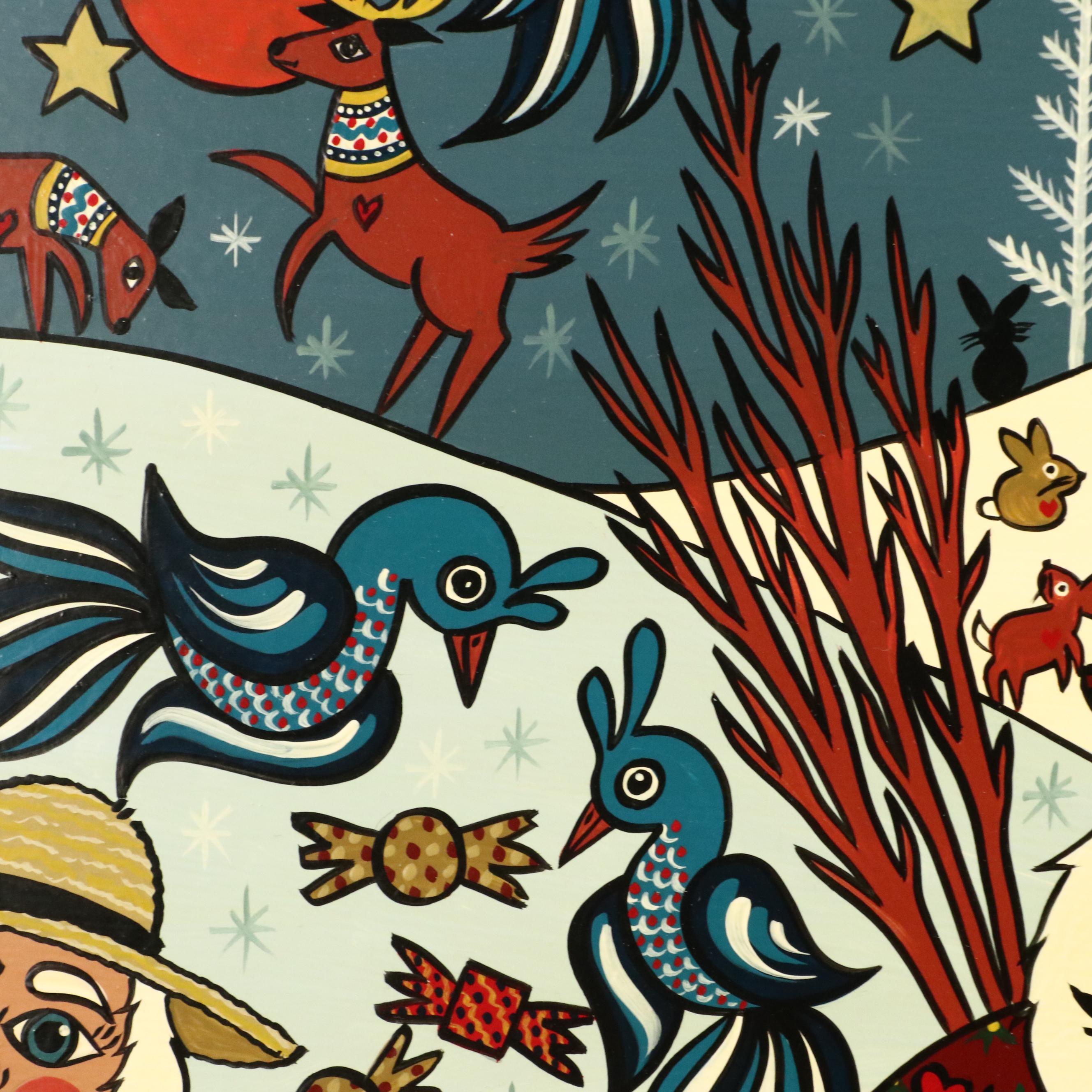 Ivan E. Hoyt Pennsylvania Dutch Holiday Acrylic Paintings, 1990s