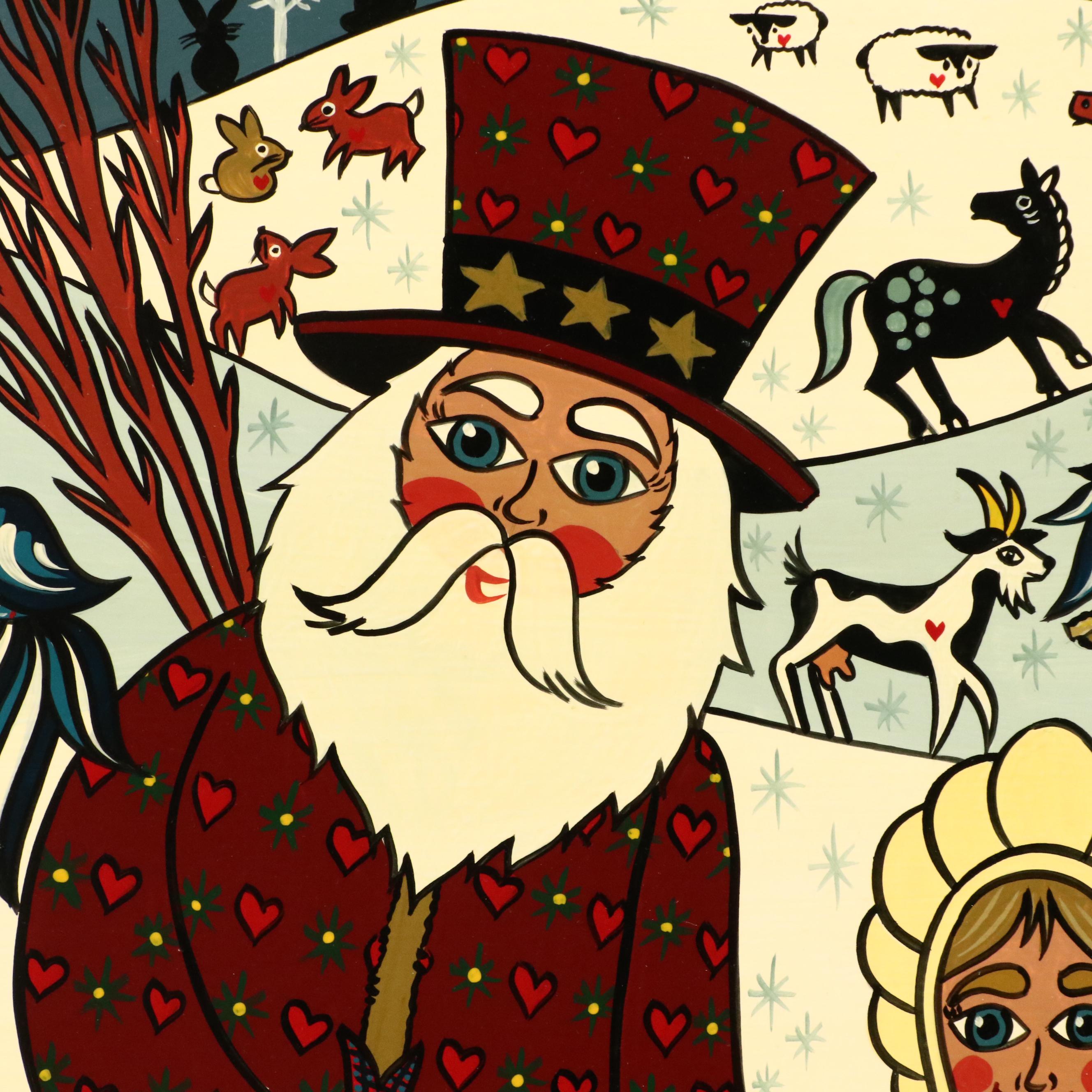 Ivan E. Hoyt Pennsylvania Dutch Holiday Acrylic Paintings, 1990s