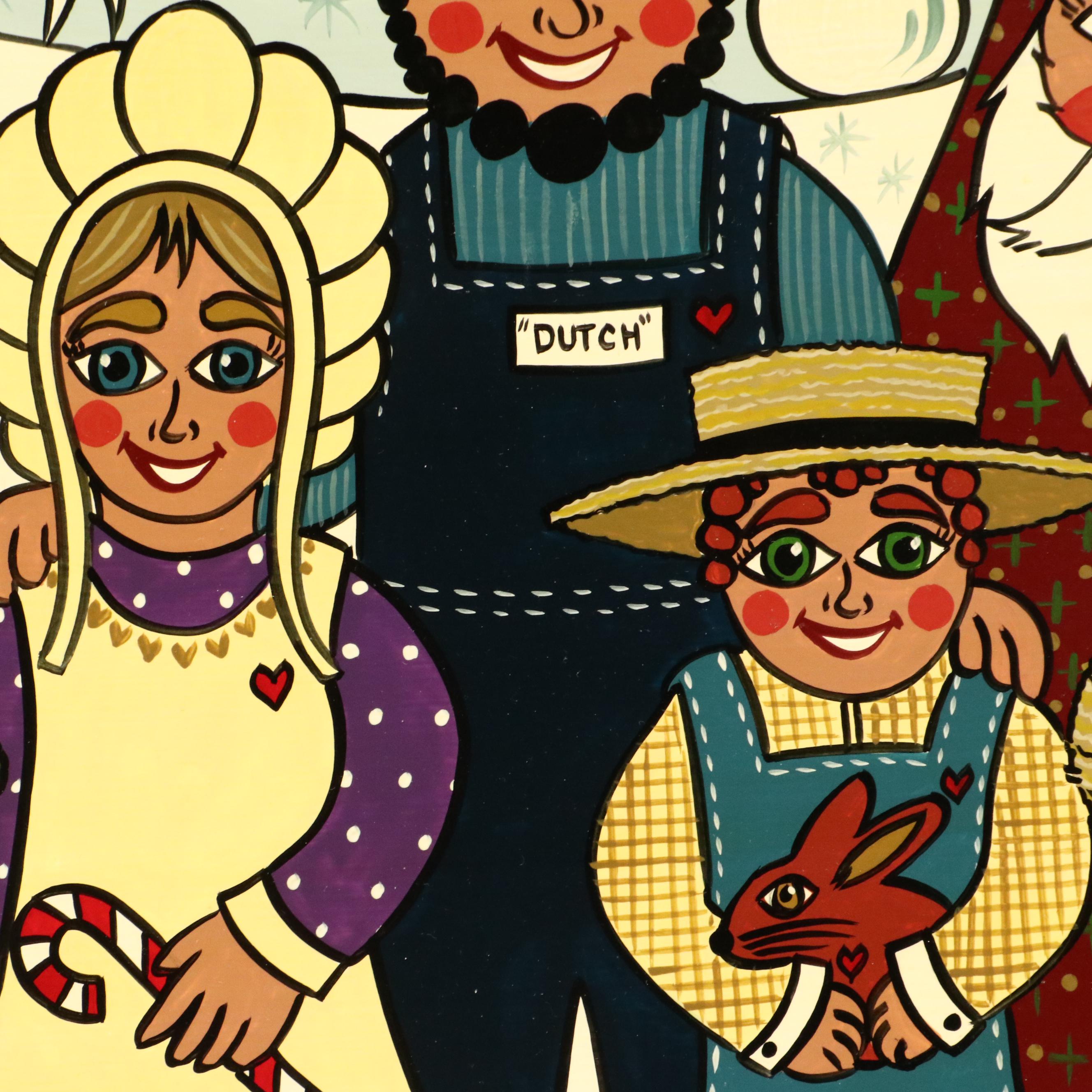 Ivan E. Hoyt Pennsylvania Dutch Holiday Acrylic Paintings, 1990s