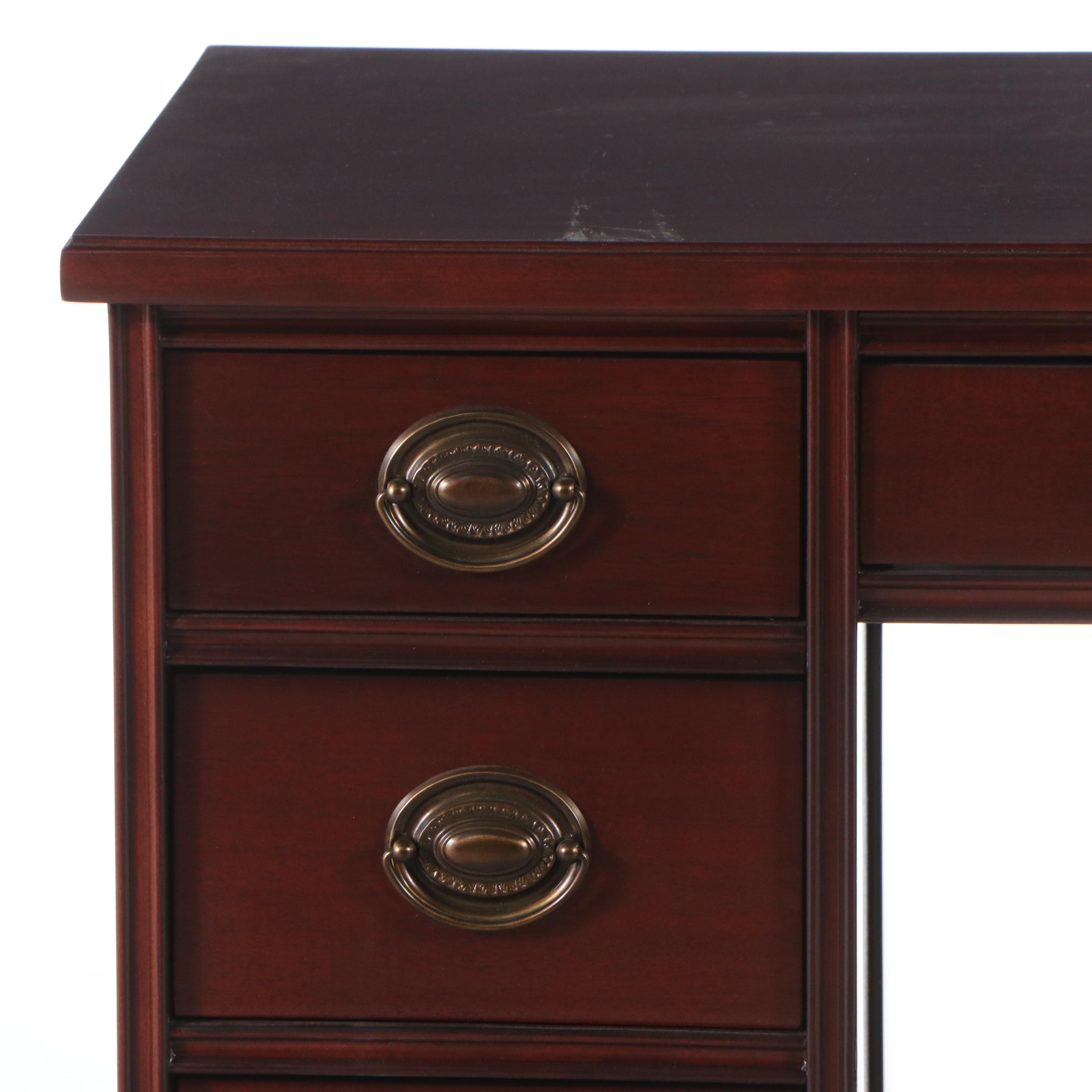 George III Style Mahogany Kneehole Desk, 20th Century