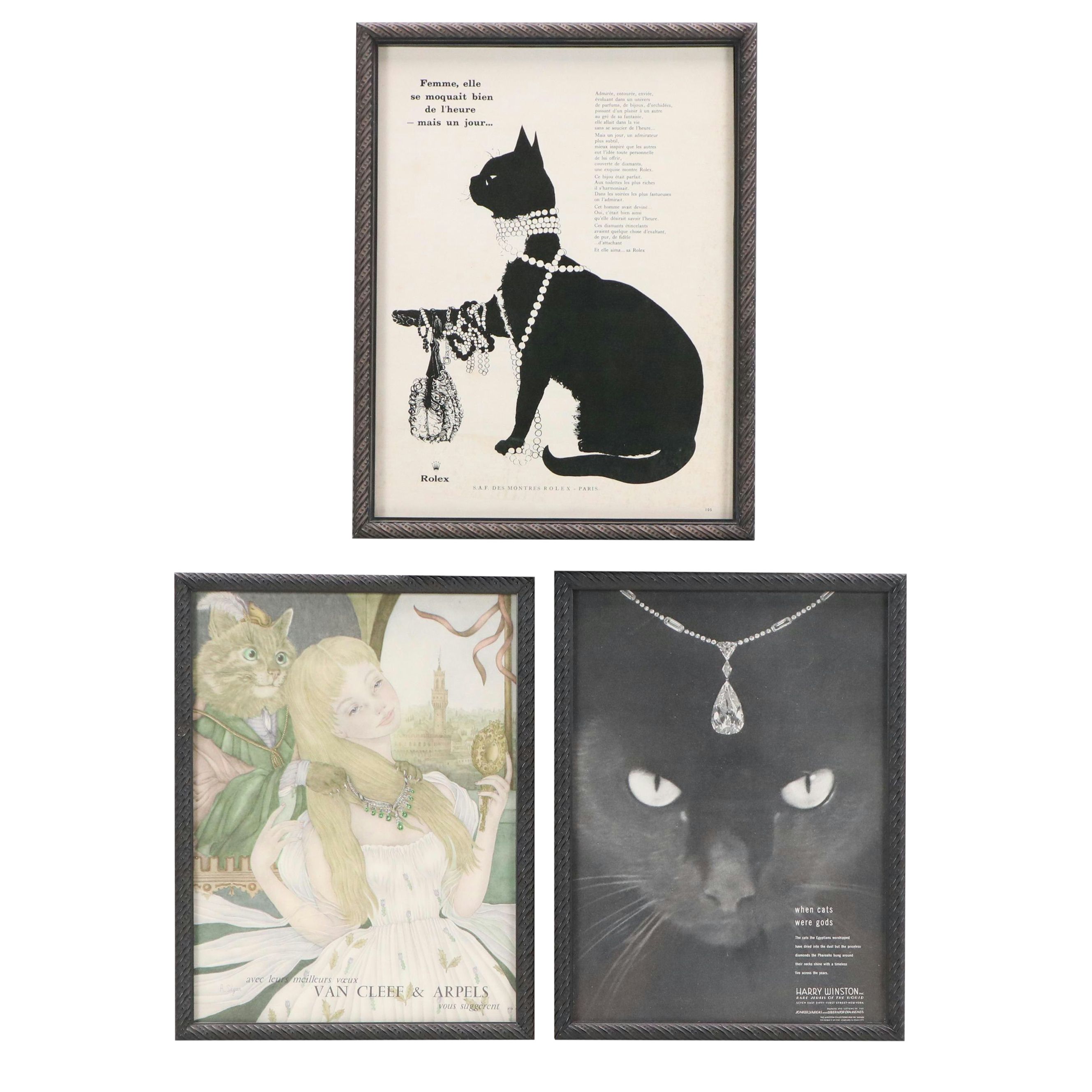 Jewelry Advertisements with Cats for Harry Winston, Rolex and Van Cleef & Arpels