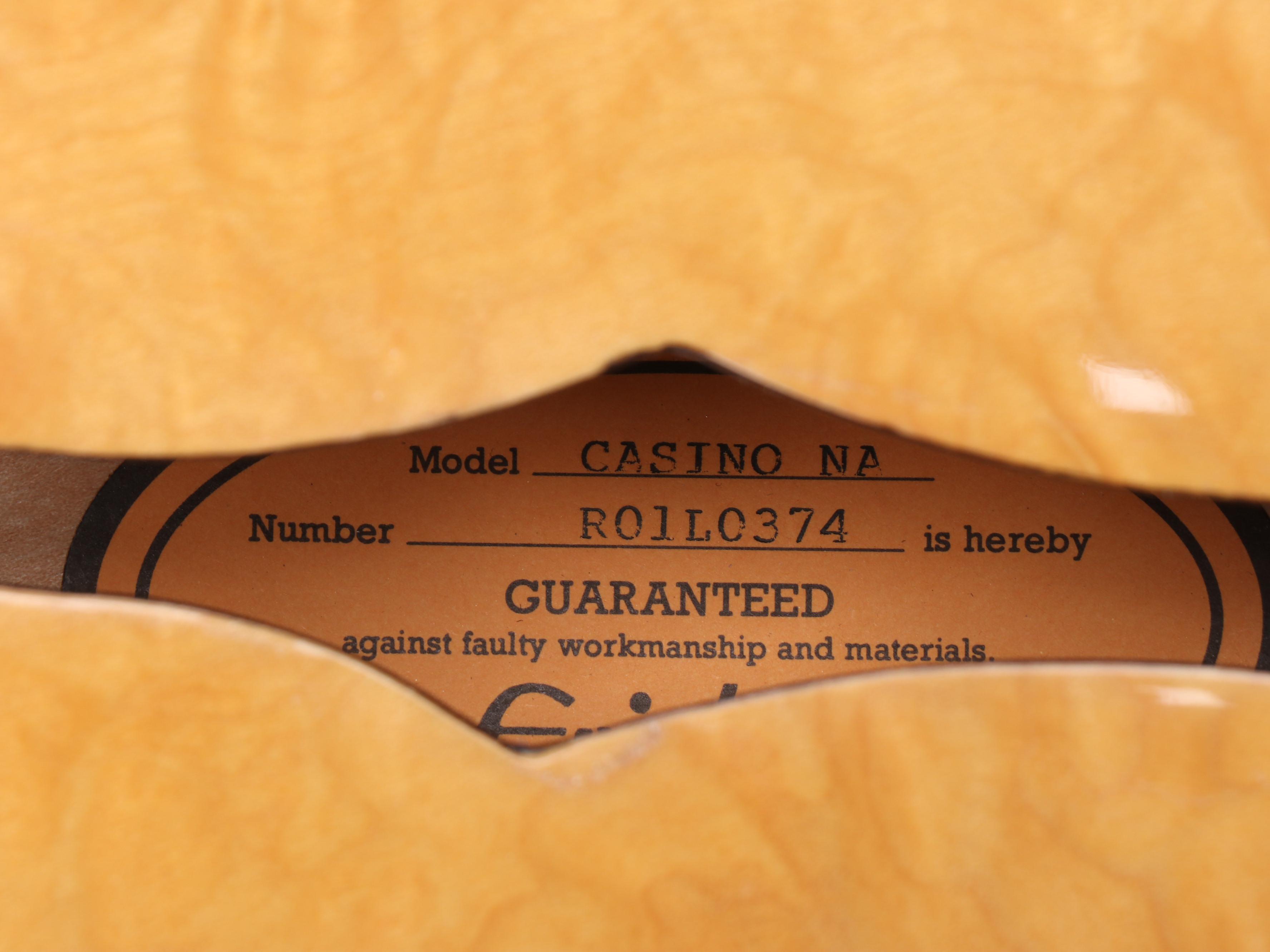 Epiphone Casino Natural Finish Hollowbody Electric Guitar, 2001