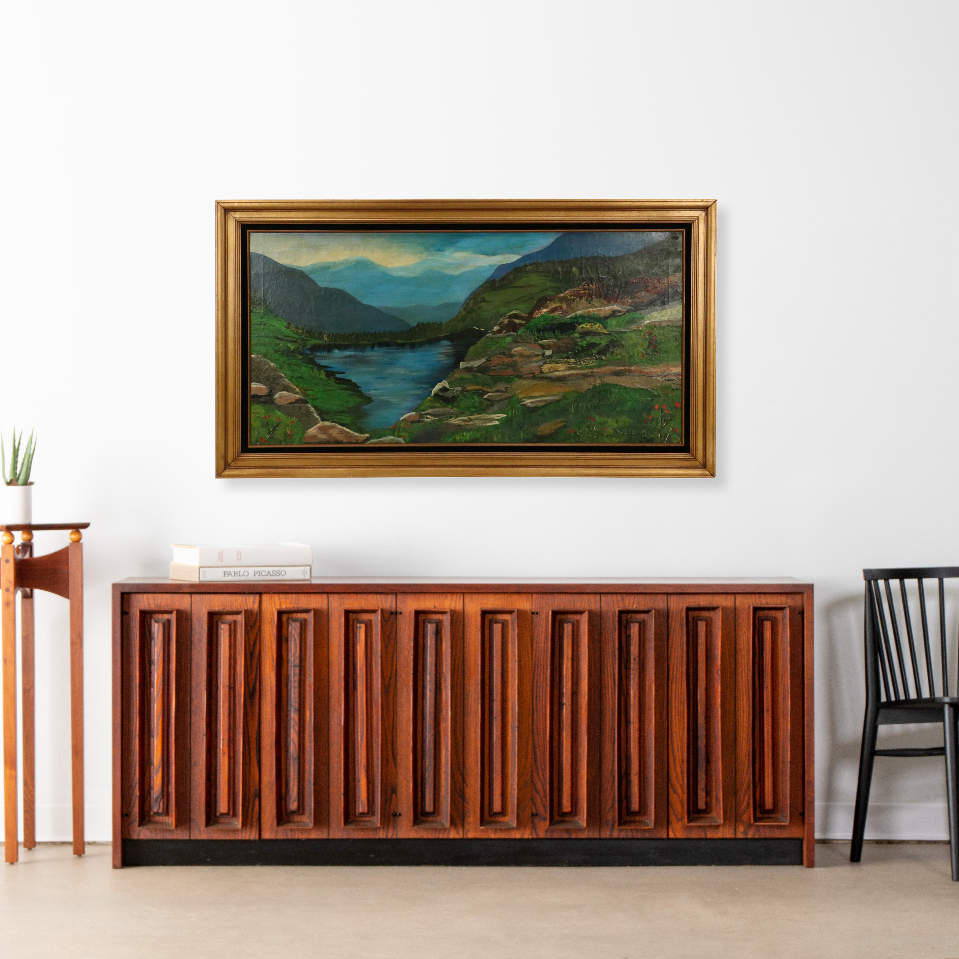 Self-Taught Artist Western American Lake Landscape, Circa 1940