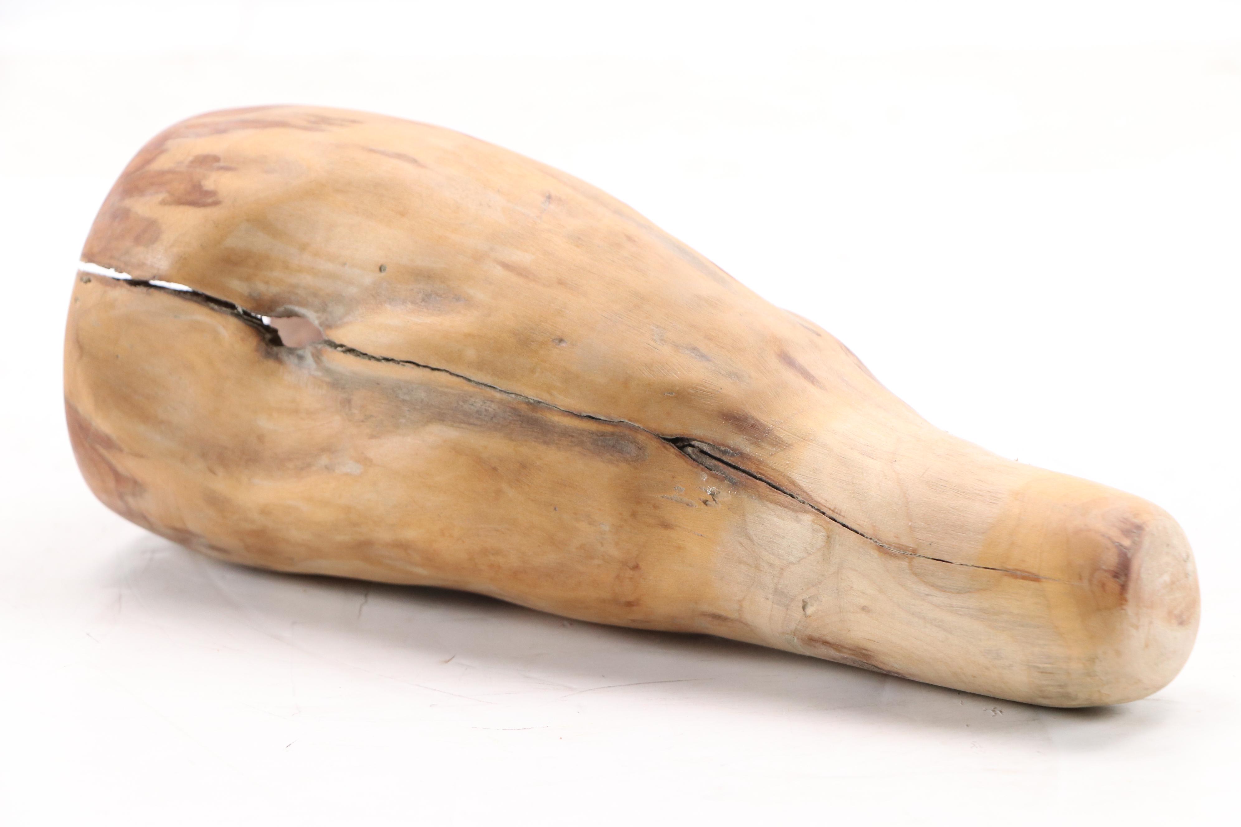 Robert Beaven Folk Art Carved Wooden Vessel with Antler Tripod Stand