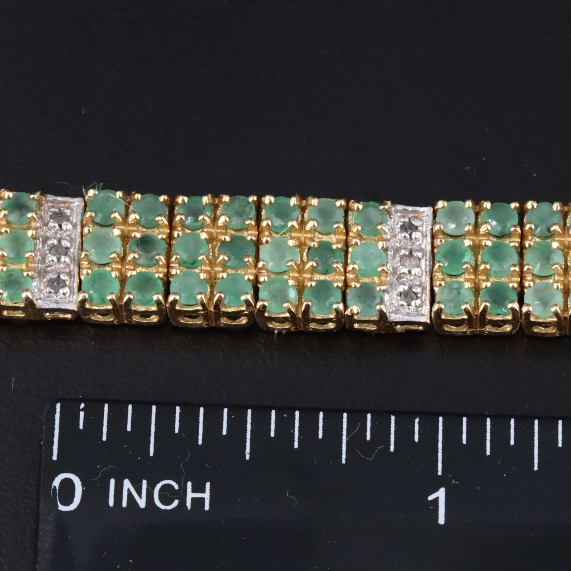 Sterling Emerald and Diamond Bracelet