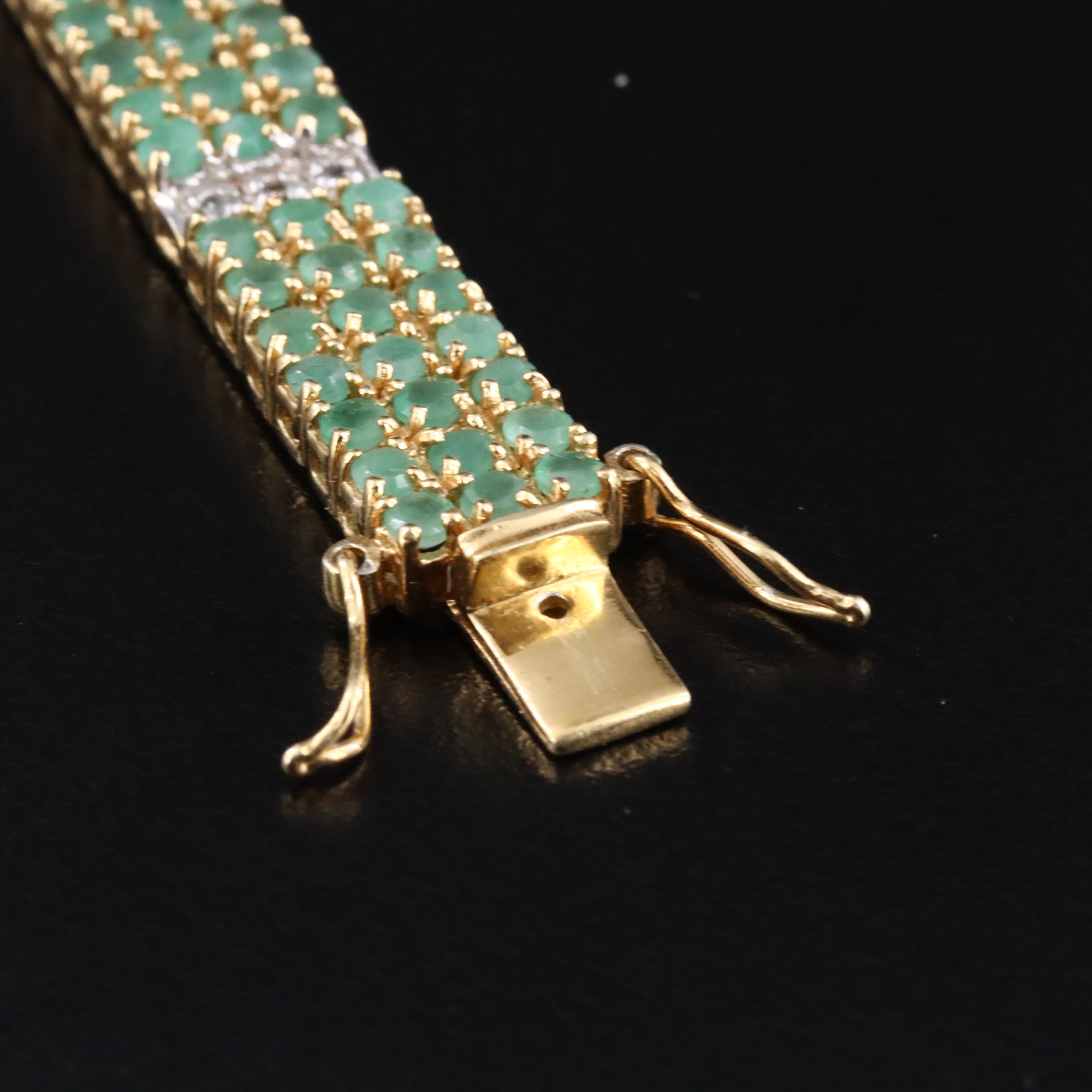 Sterling Emerald and Diamond Bracelet
