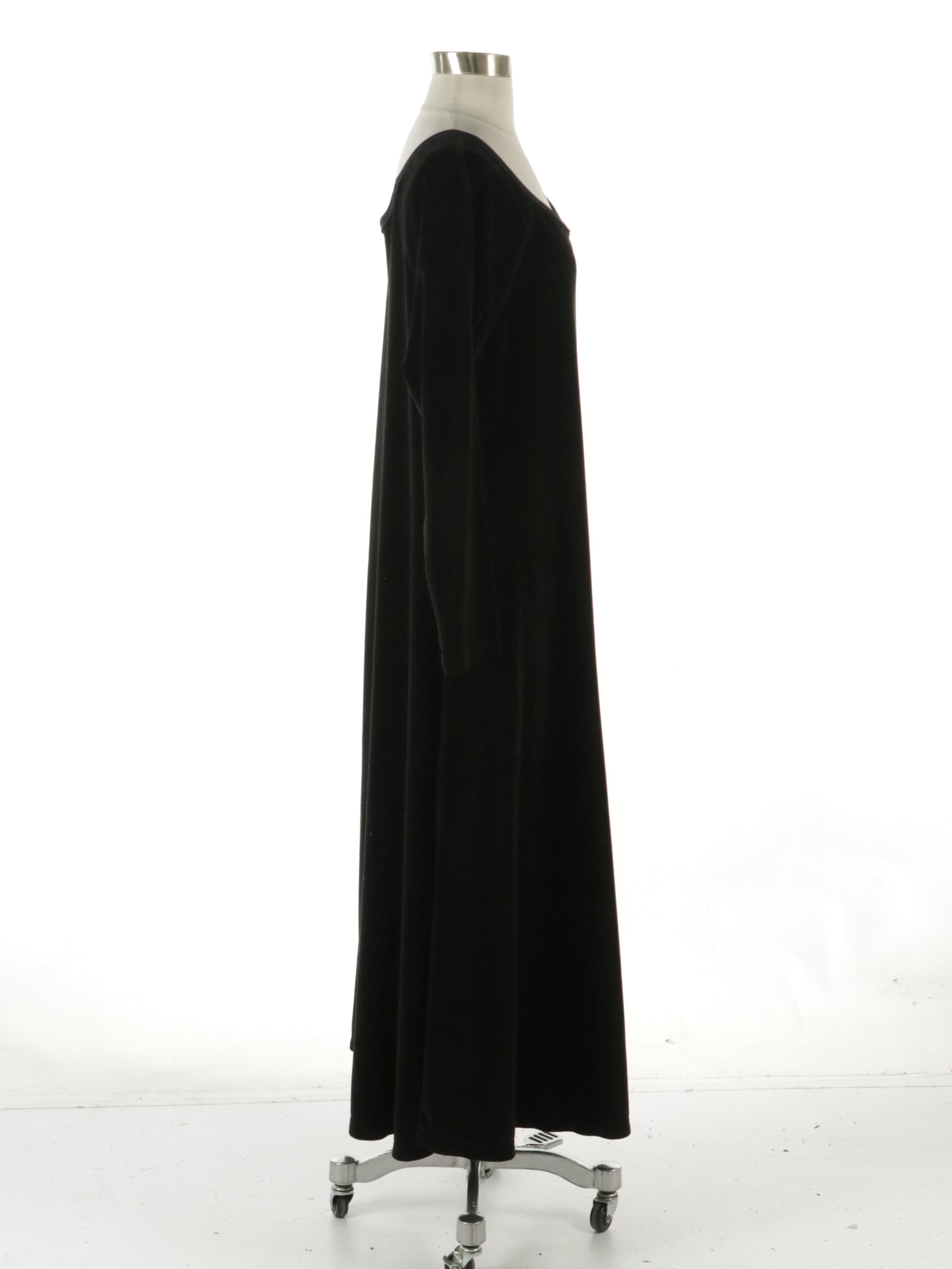 Sonia Rykiel Black Velveteen Long Sleeve Maxi Dress