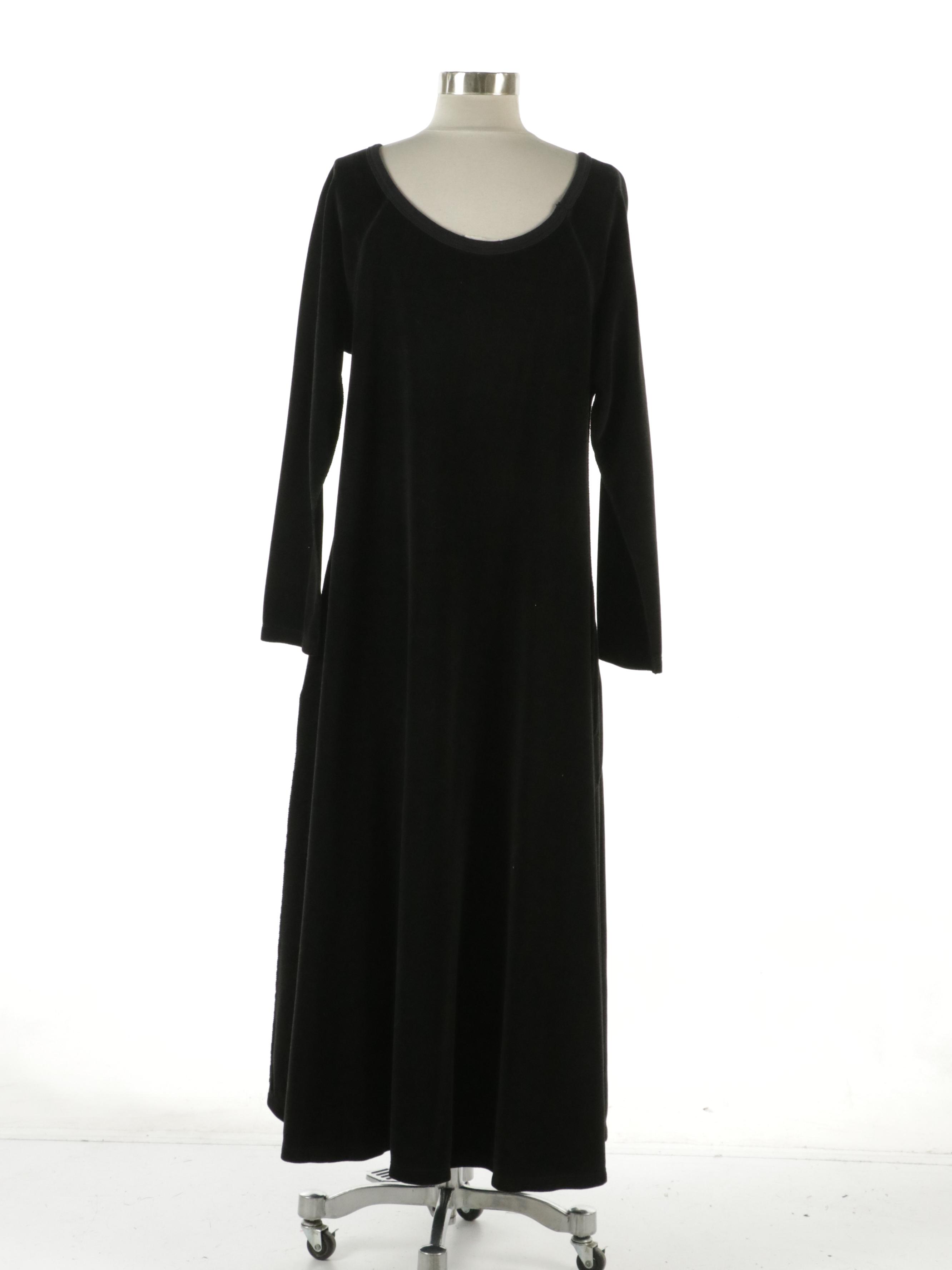 Sonia Rykiel Black Velveteen Long Sleeve Maxi Dress