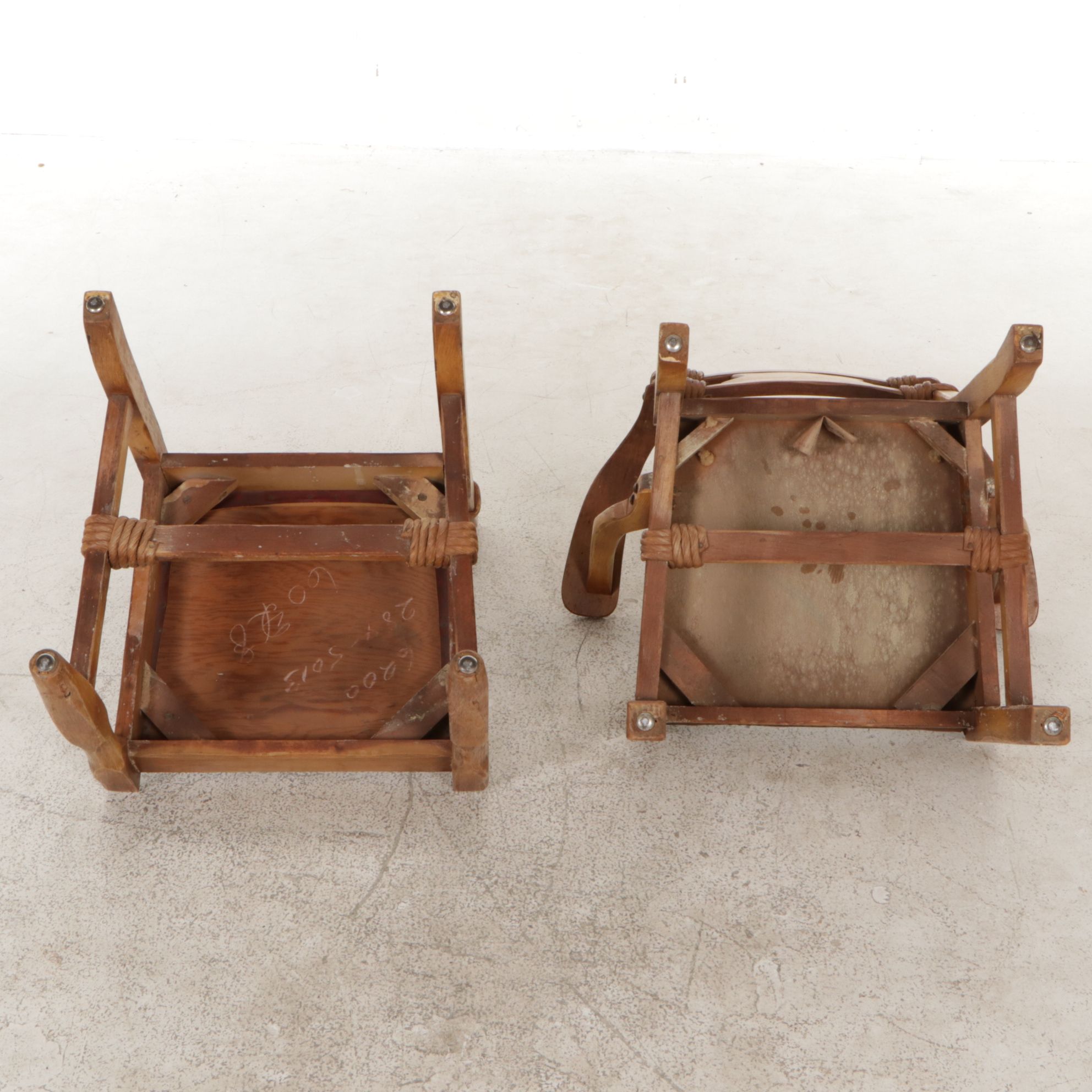 Coronado Southwestern Style Paint Decorated Chairs with Leather Upholstery