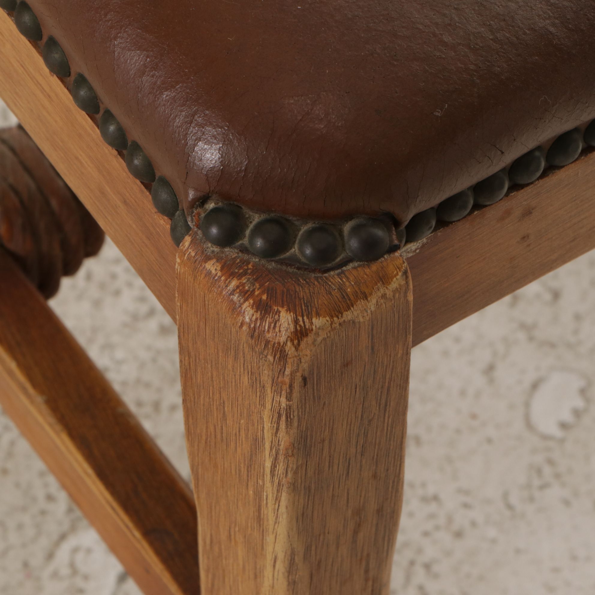 Coronado Southwestern Style Paint Decorated Chairs with Leather Upholstery