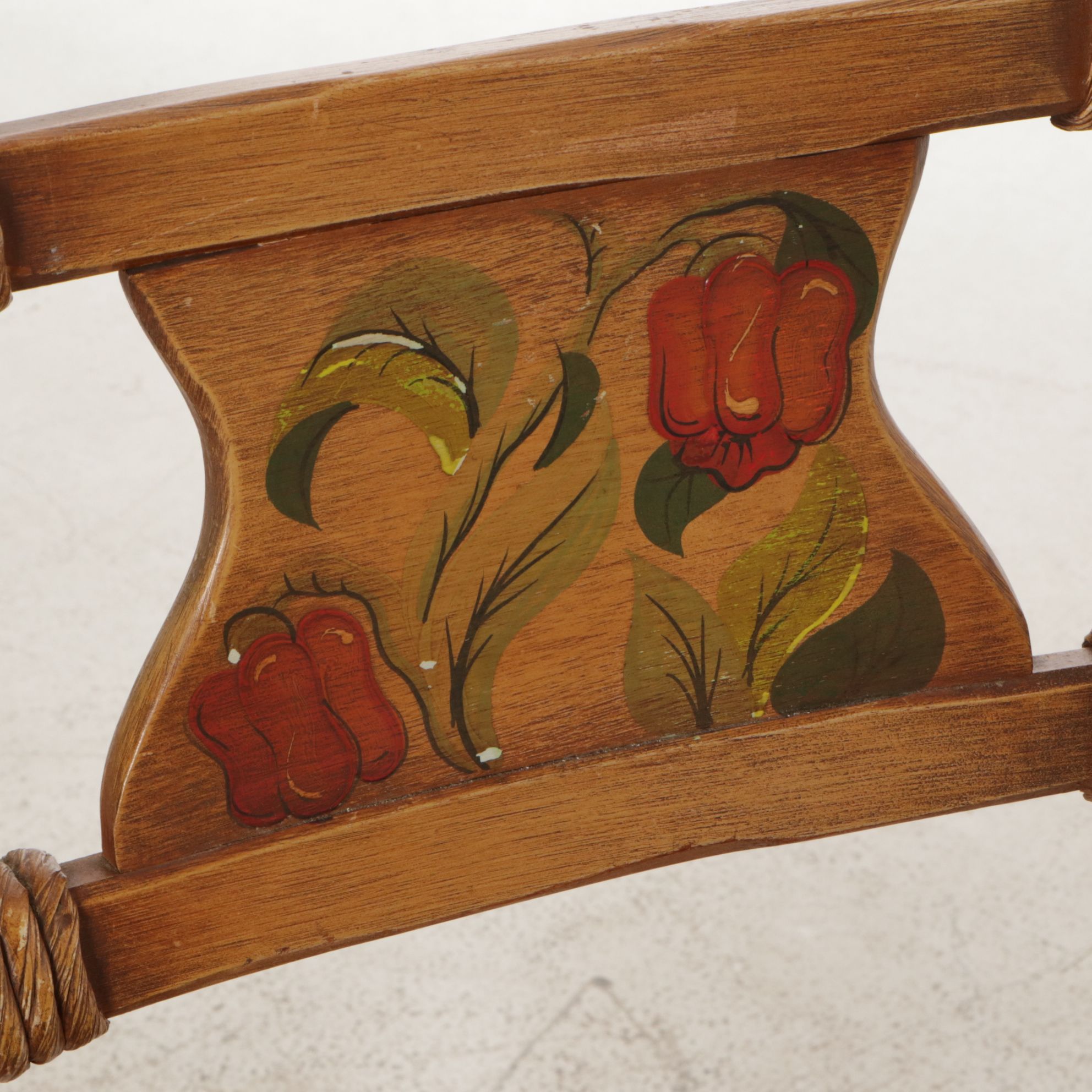 Coronado Southwestern Style Paint Decorated Chairs with Leather Upholstery