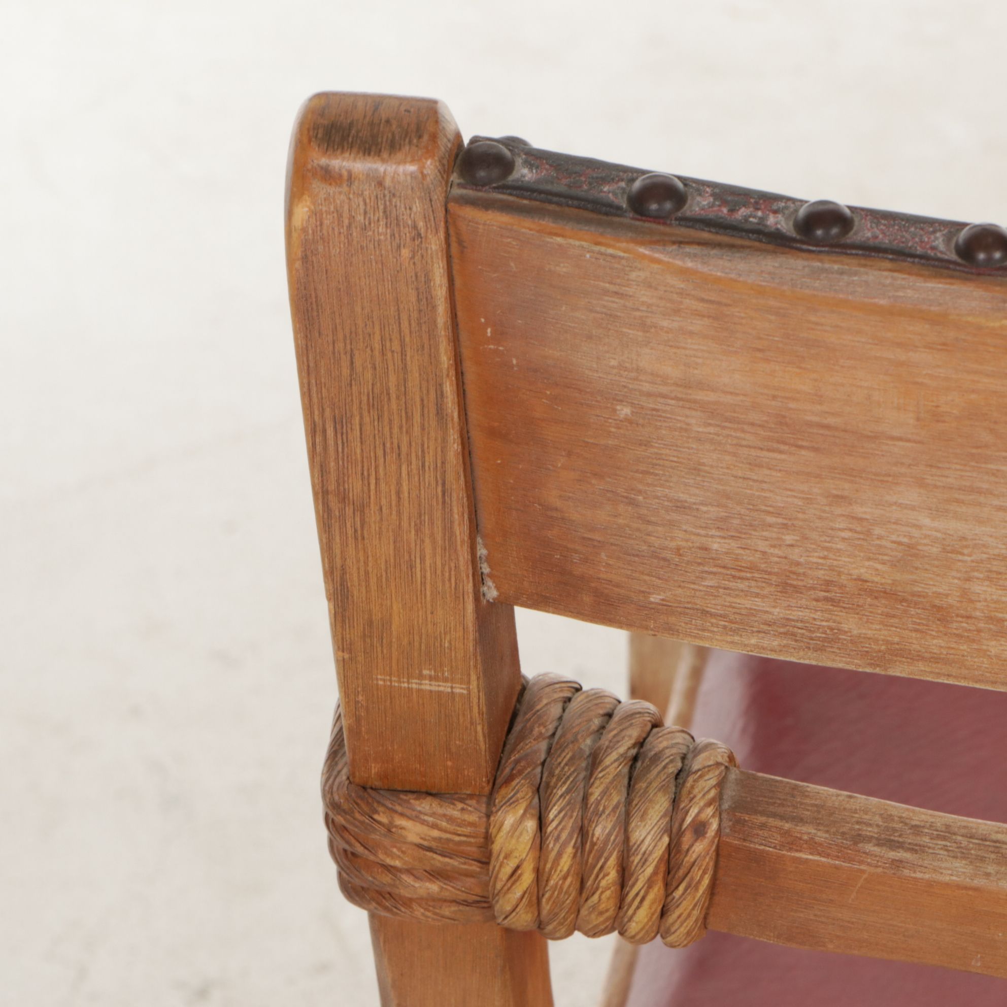 Coronado Southwestern Style Paint Decorated Chairs with Leather Upholstery
