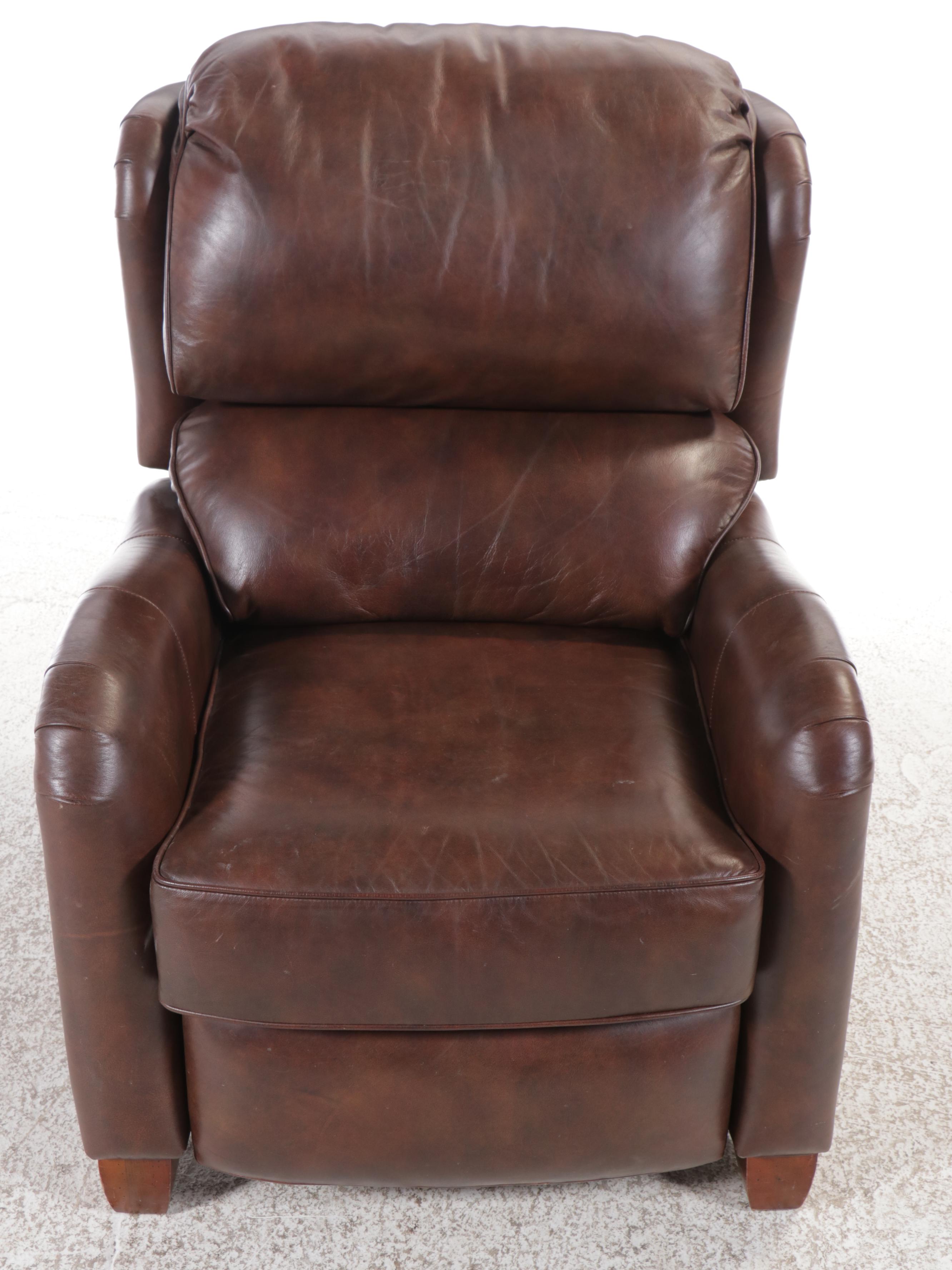 Thomasville Contemporary Brown Leather Upholstered Recliner