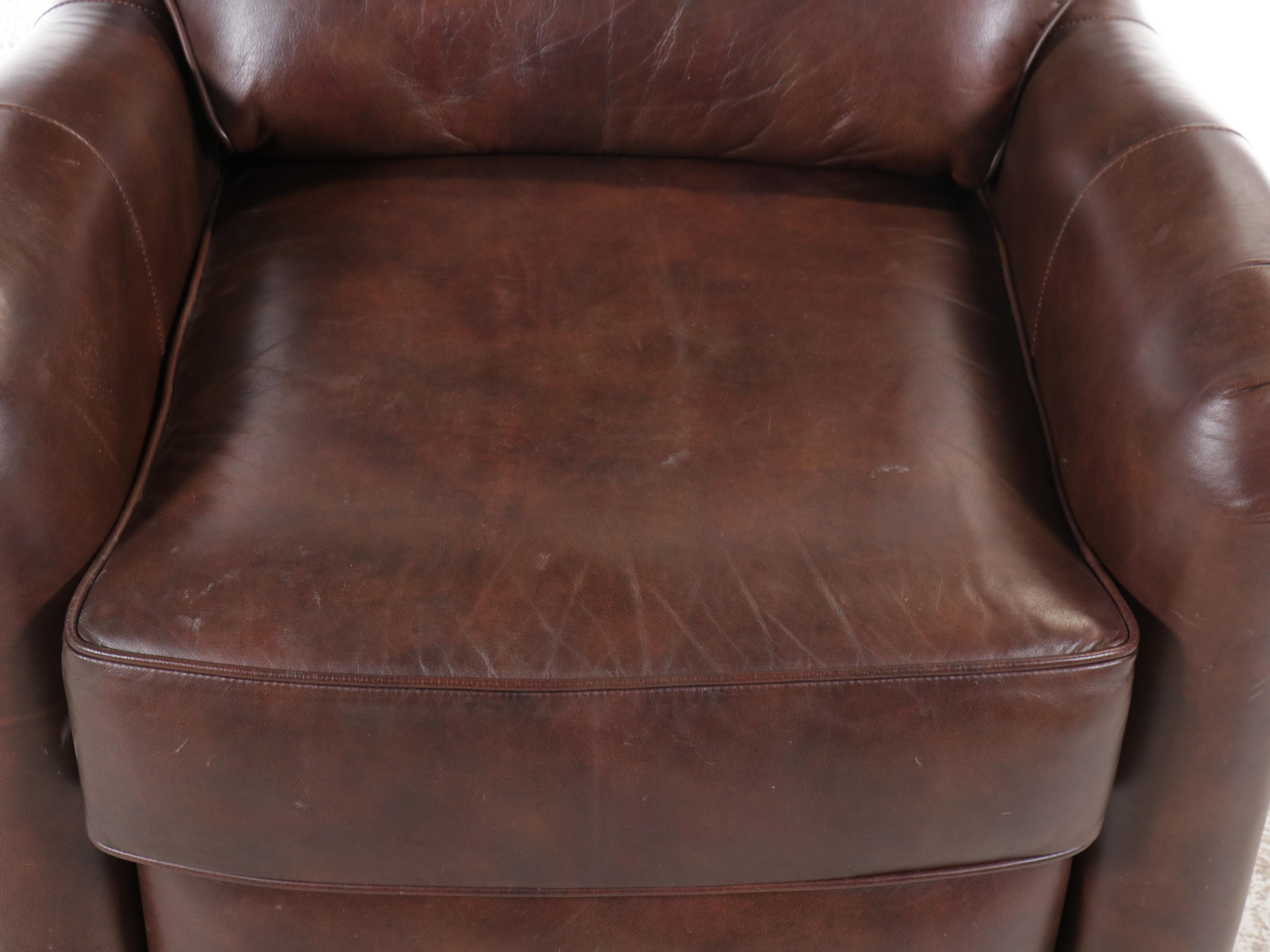 Thomasville Contemporary Brown Leather Upholstered Recliner