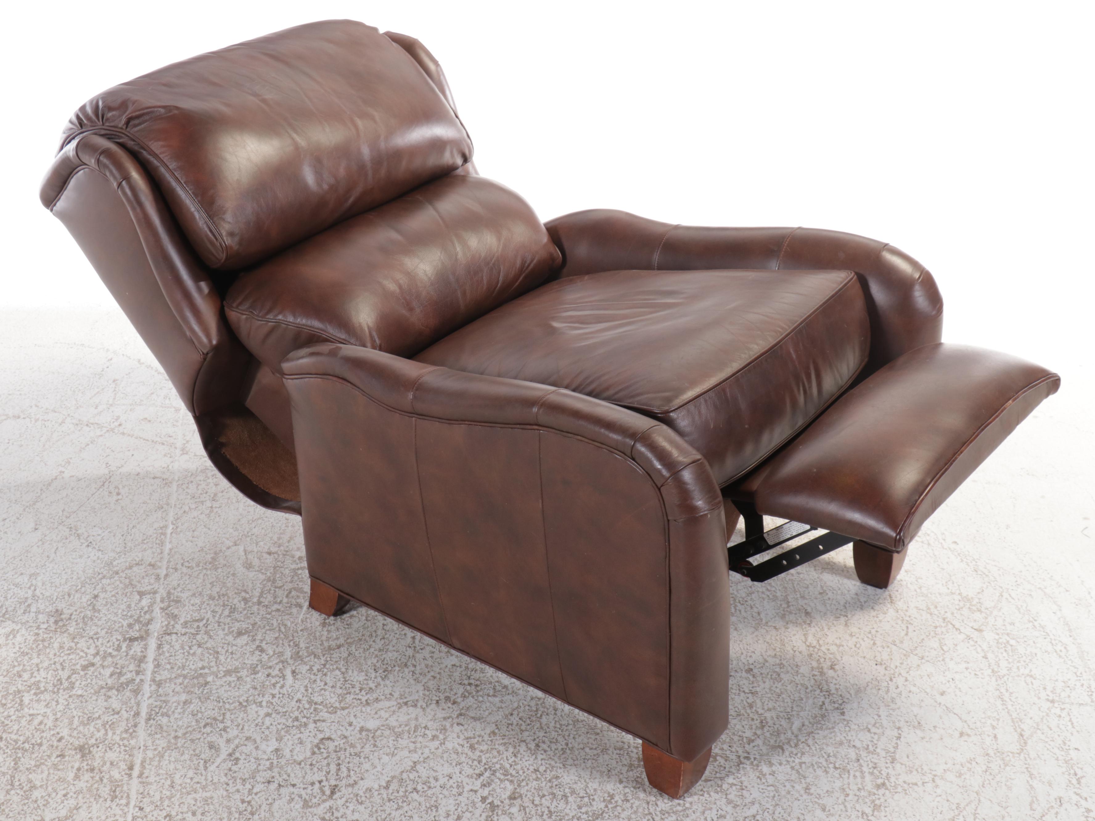 Thomasville Contemporary Brown Leather Upholstered Recliner