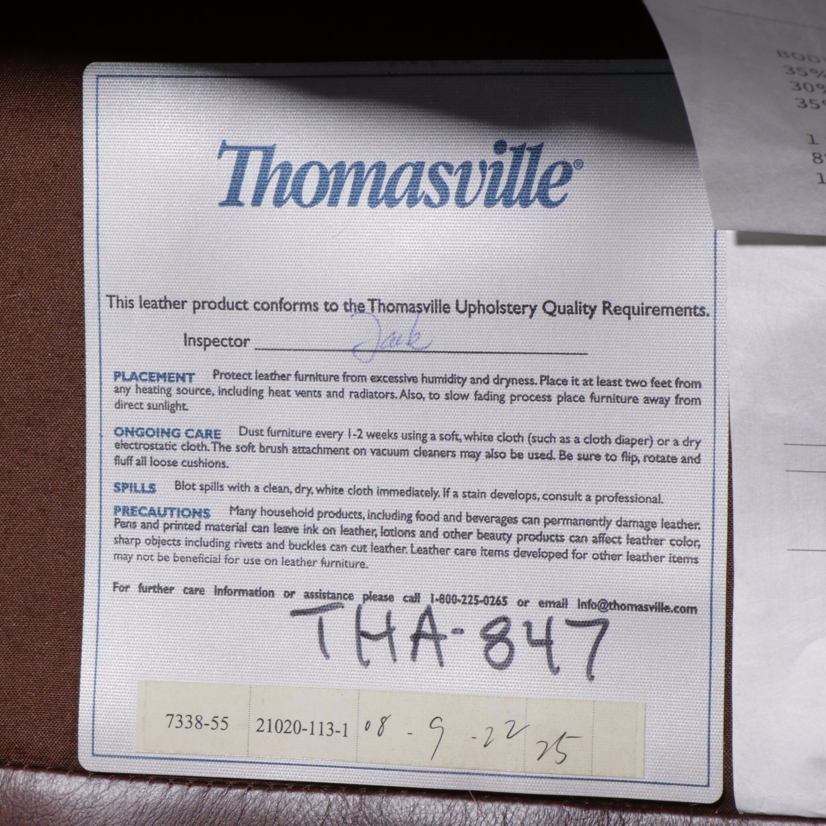 Thomasville Contemporary Brown Leather Upholstered Recliner