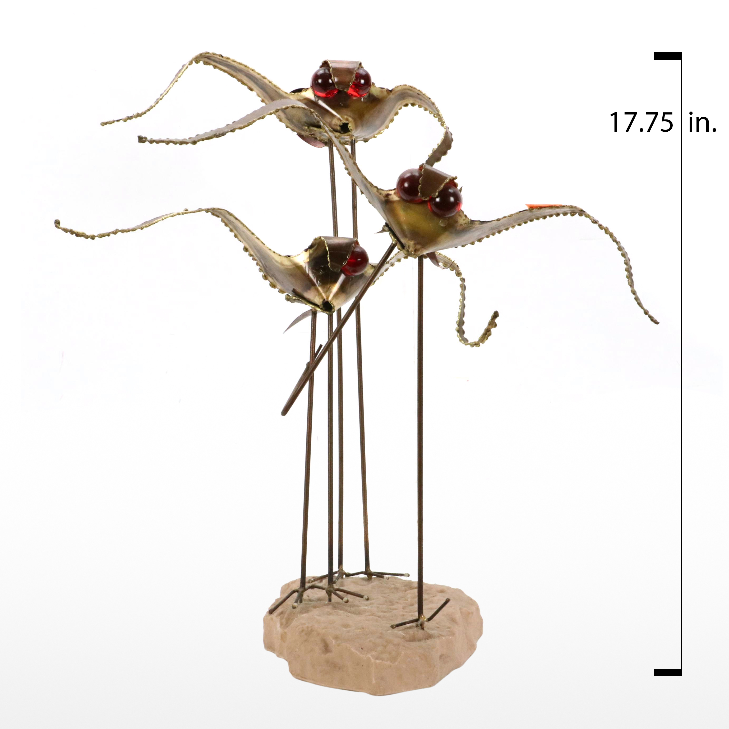 Mid Century Modern Brass Sculpture of Stylized Seabirds