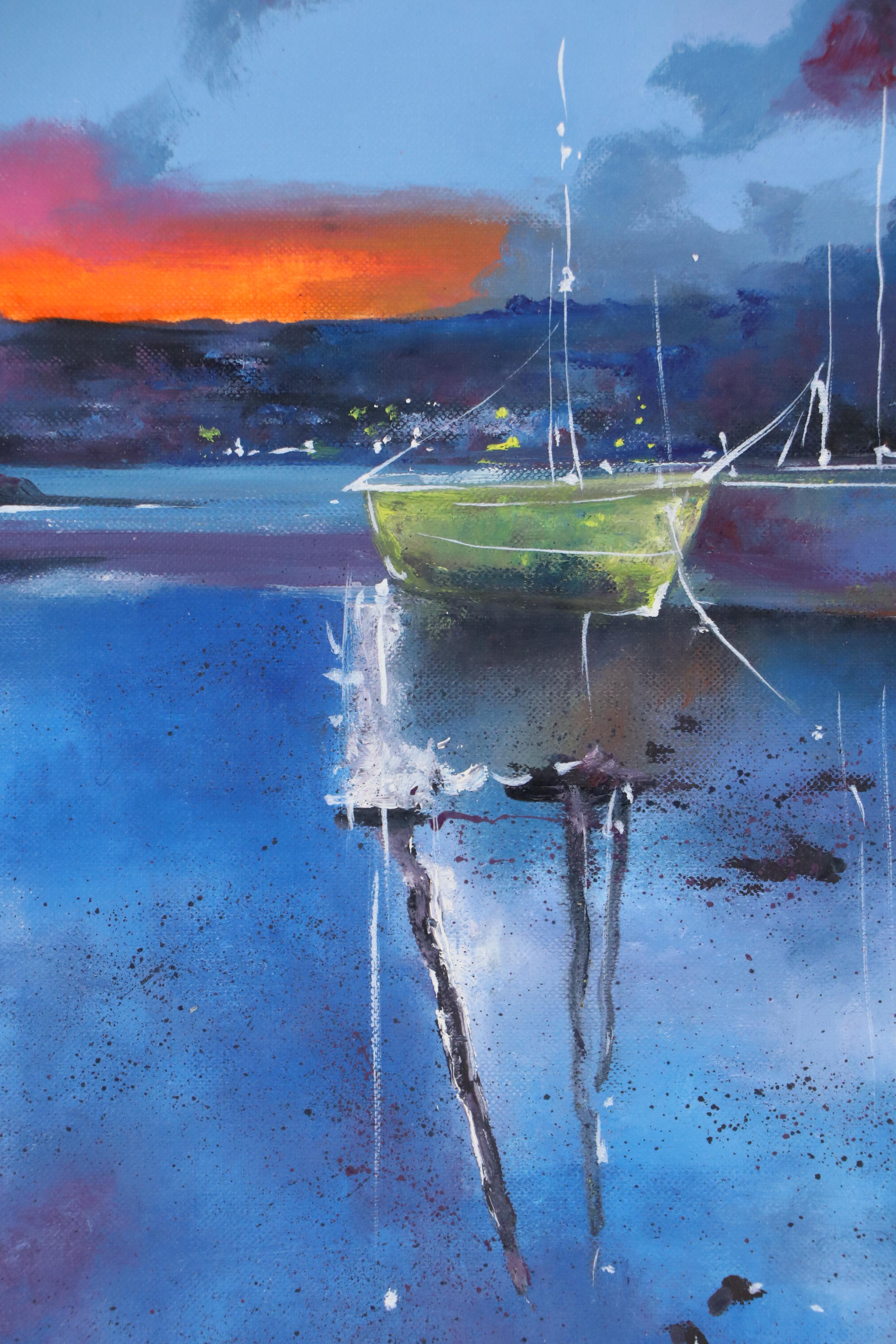 William Hammer Dock Scene Oil Painting, 21st Century