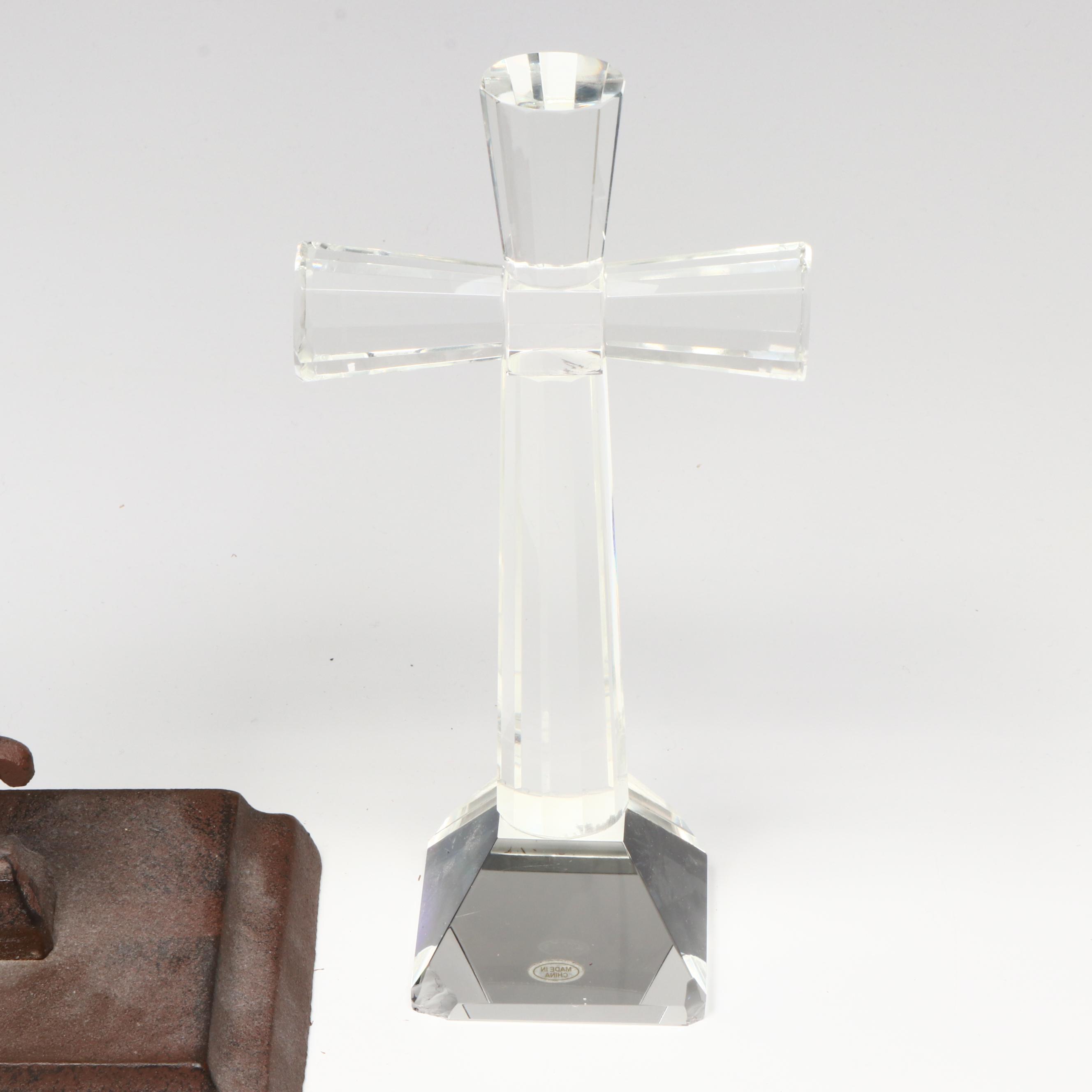 Wrought Iron Cross, Glass Cross Candle Holder, and More Christian Décor