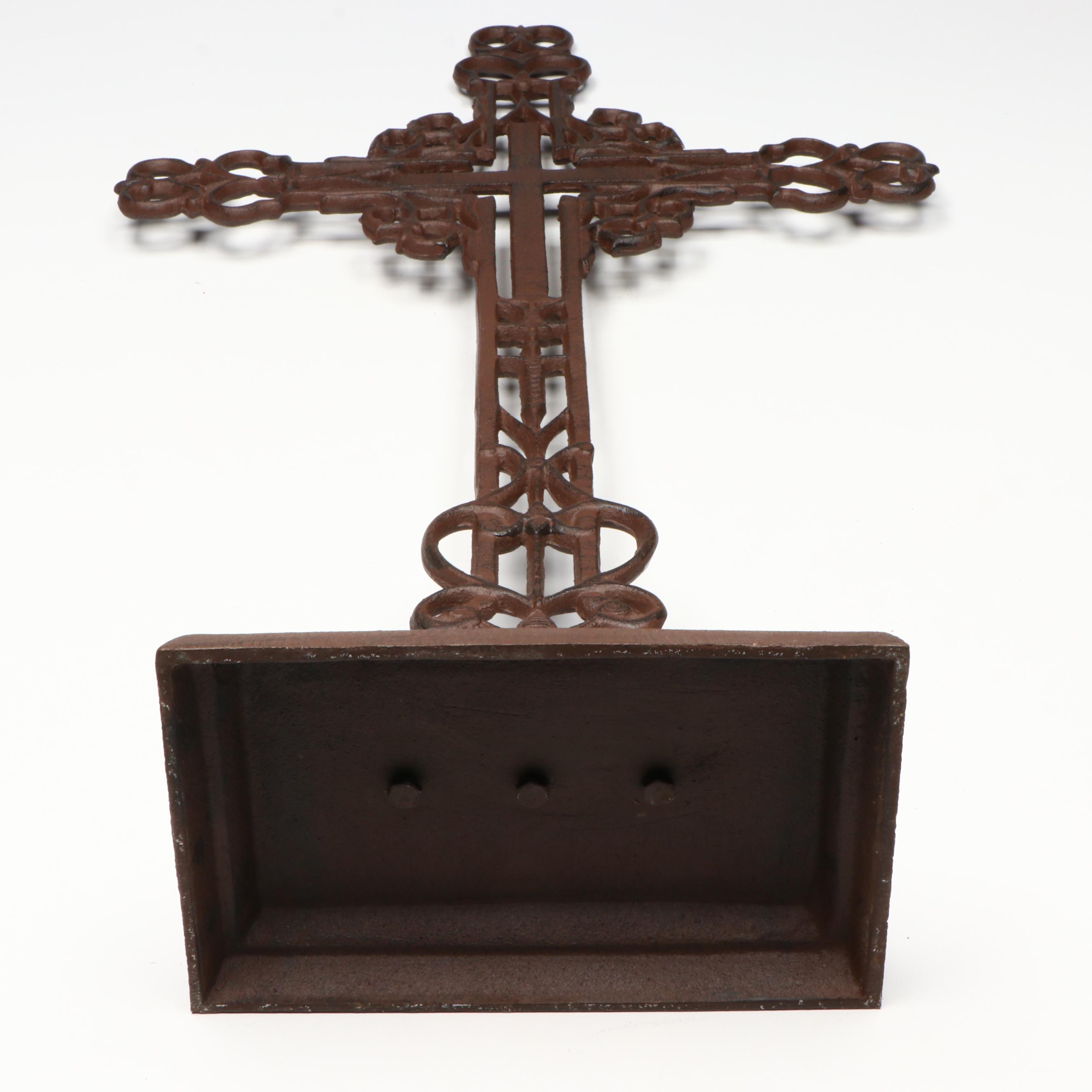Wrought Iron Cross, Glass Cross Candle Holder, and More Christian Décor