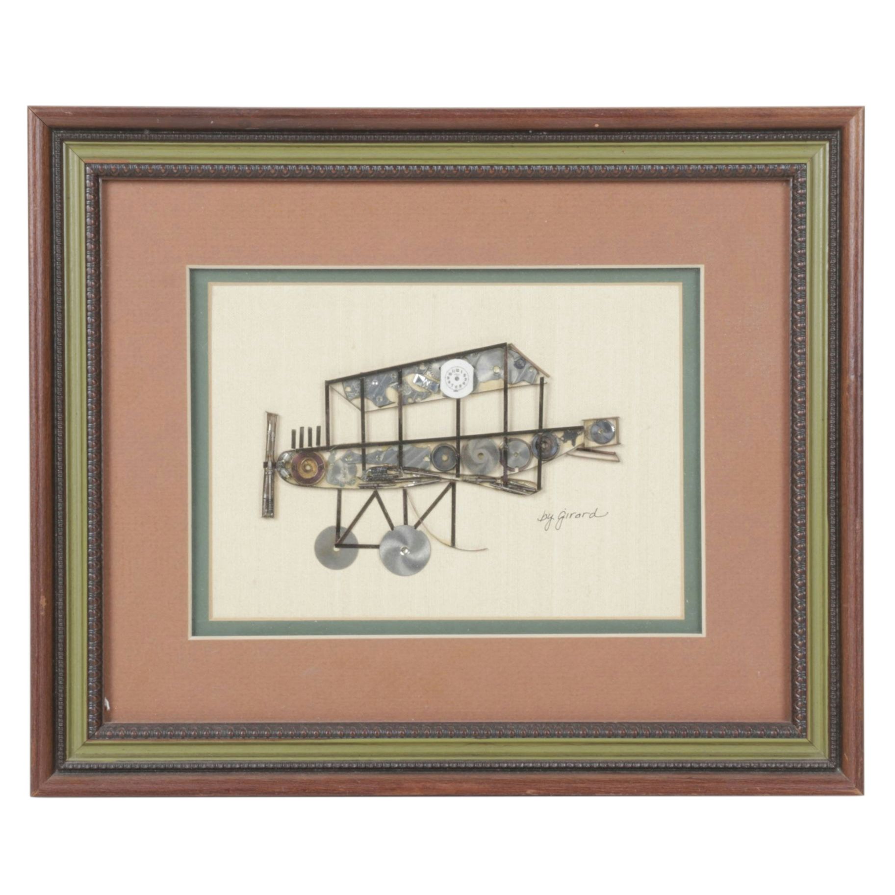 Girard Horological Collage of a Biplane Sculpture, Late 20th Century