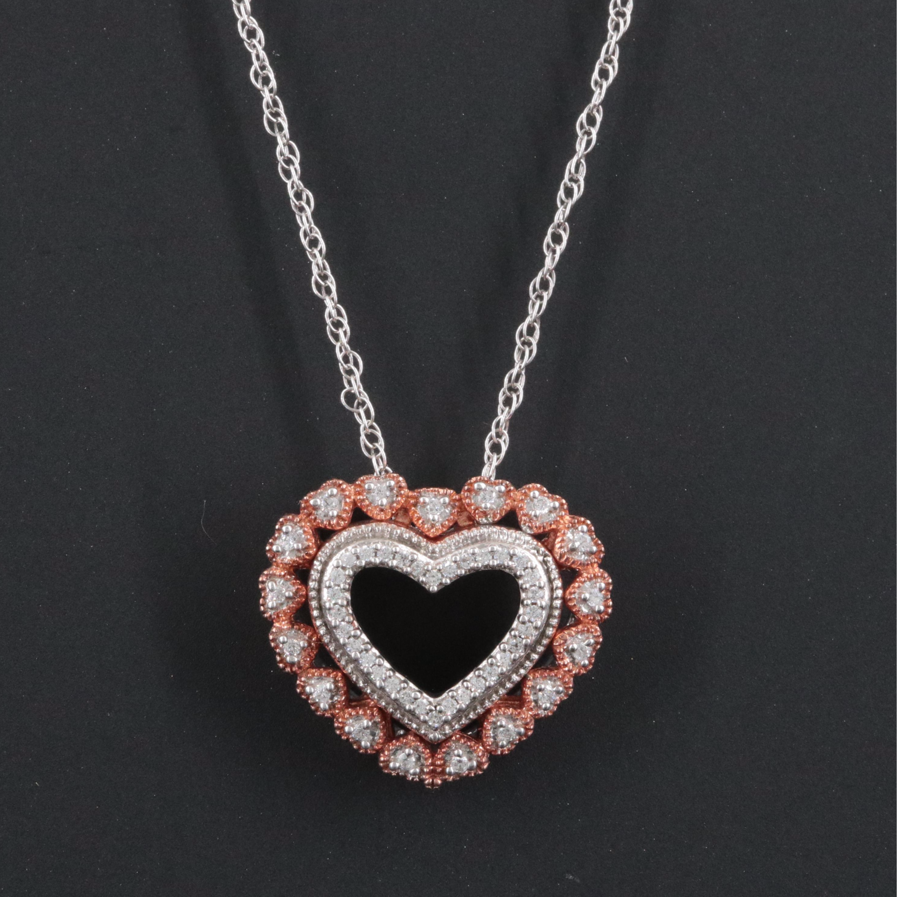 Sterling CZ Heart Pendant Necklace