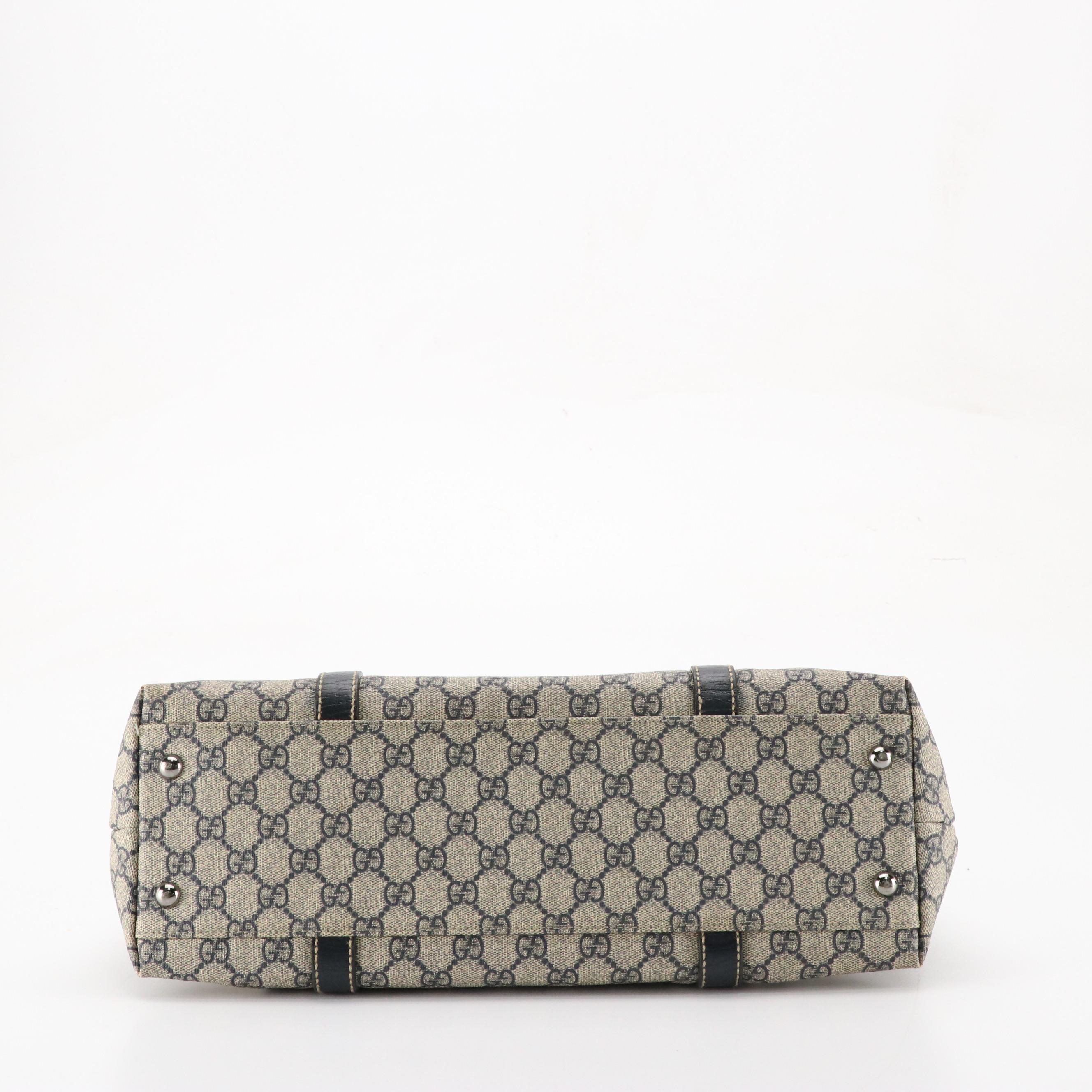 Gucci Navy GG Supreme Canvas and Leather Tote