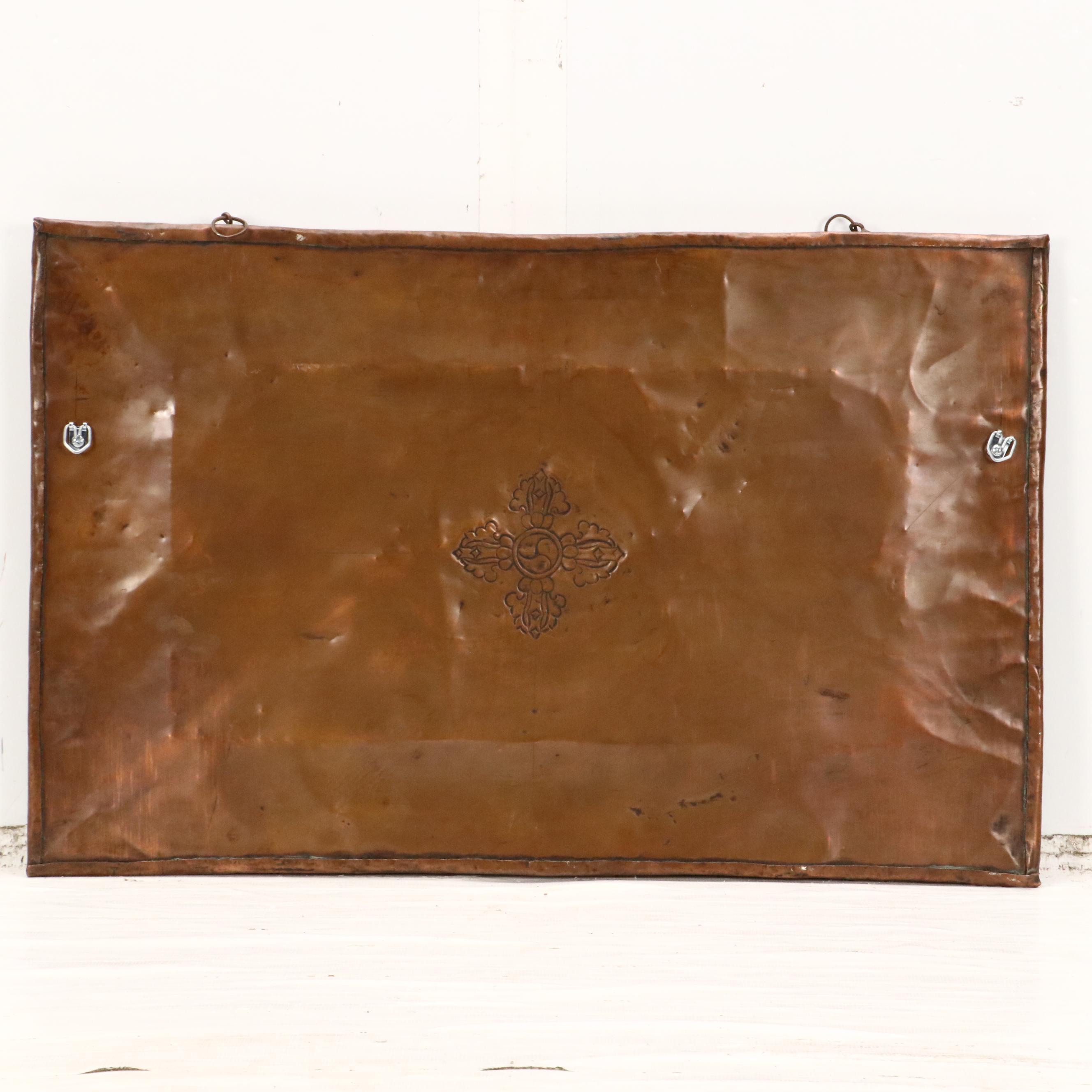 Tibetan Copper Repoussé Depicting Buddhist Deities