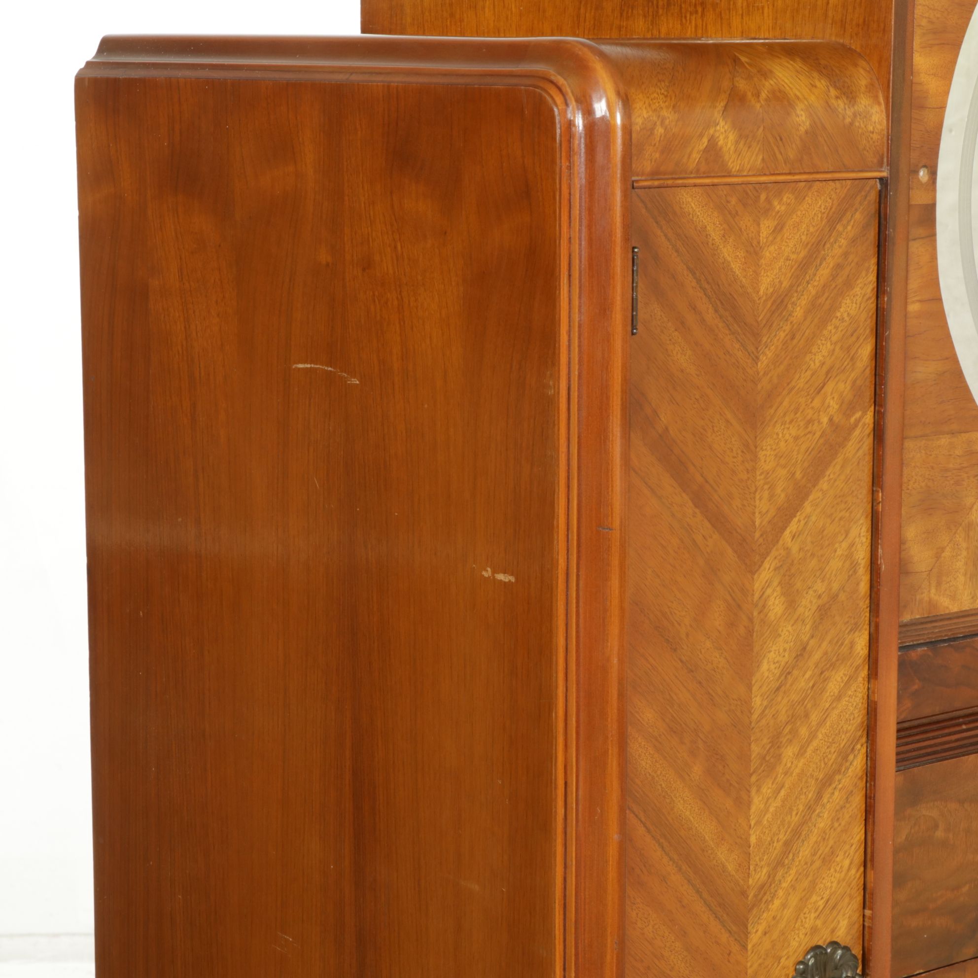 Art Deco Chifferobe Chest with Geometric Wood Veneer