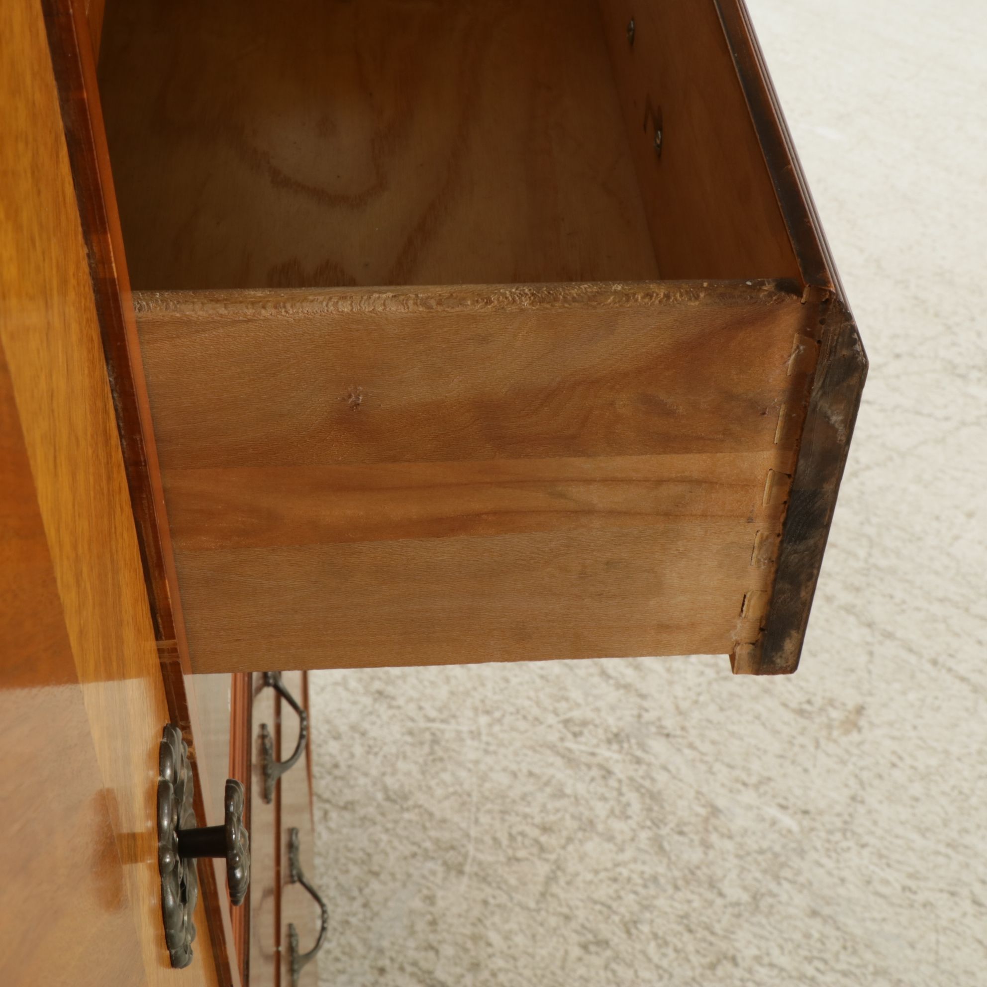 Art Deco Chifferobe Chest with Geometric Wood Veneer