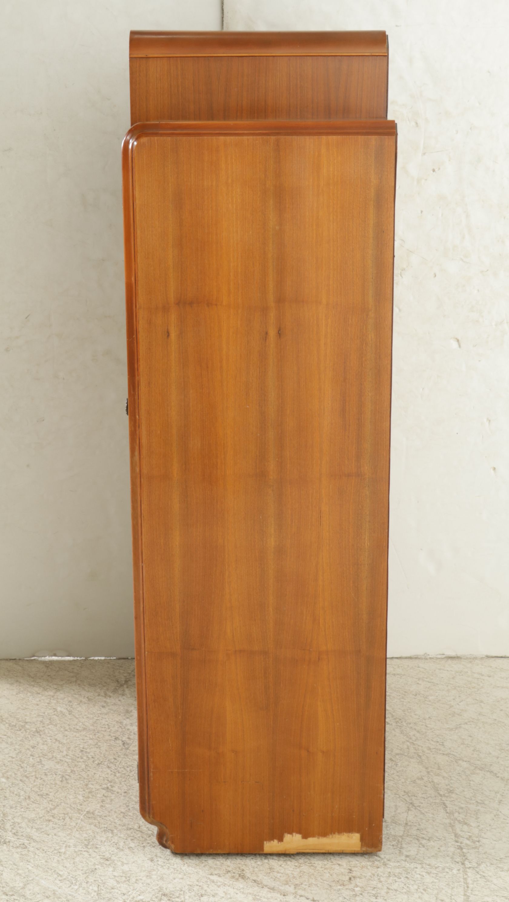 Art Deco Chifferobe Chest with Geometric Wood Veneer