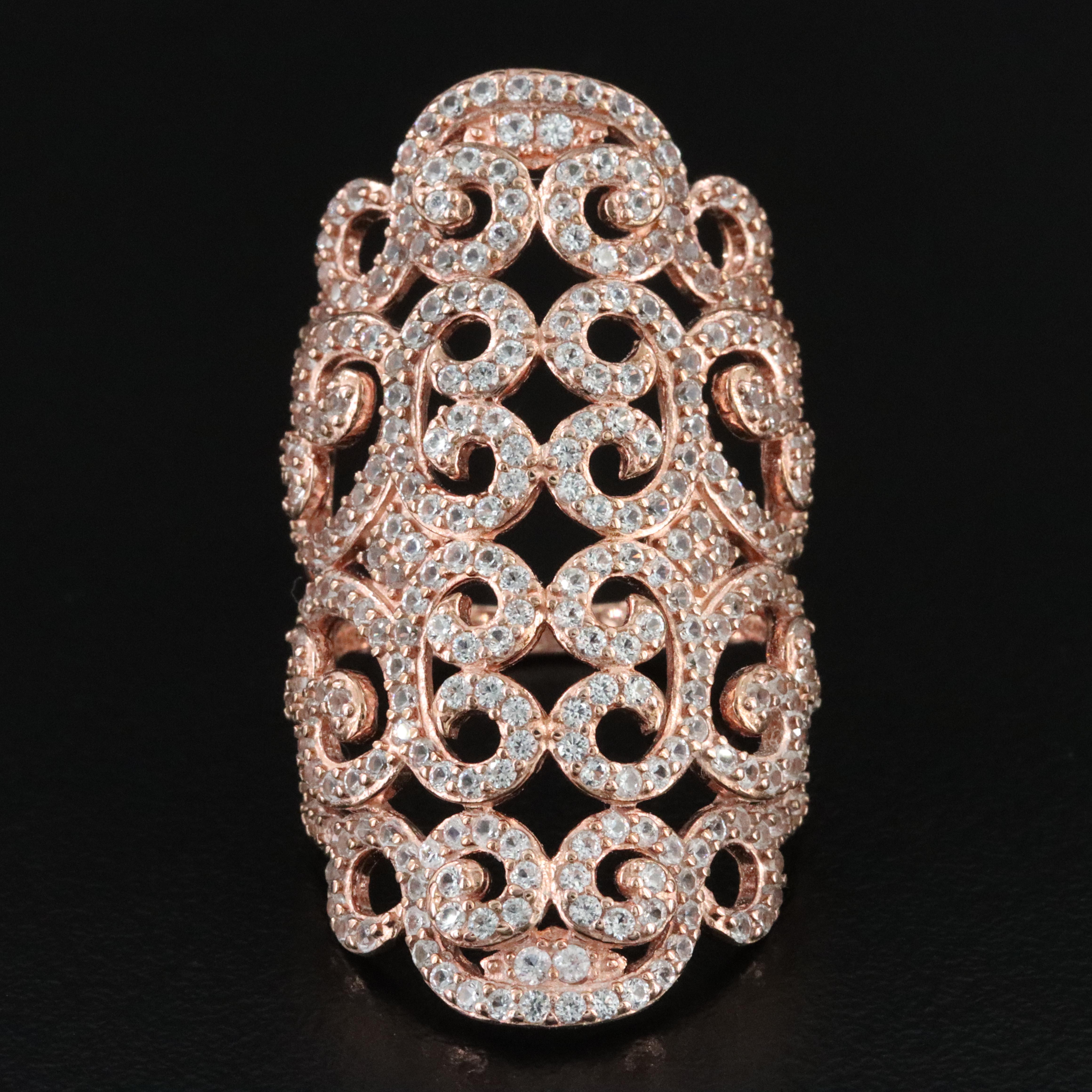 Sterling White Sapphire Scroll Ring