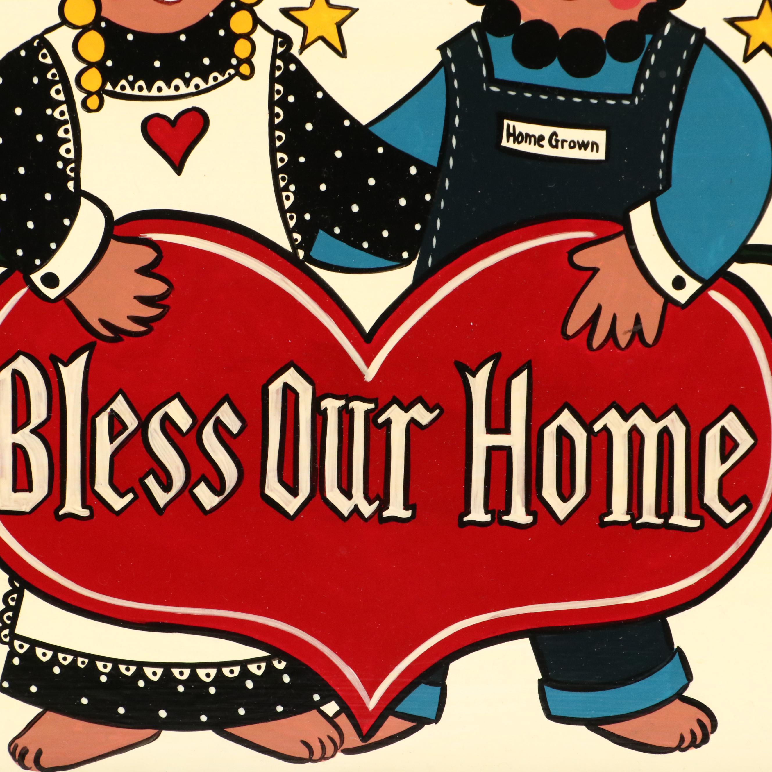 Ivan E. Hoyt Pennsylvania Dutch Acrylic Painting and Handmade Frame, 1995