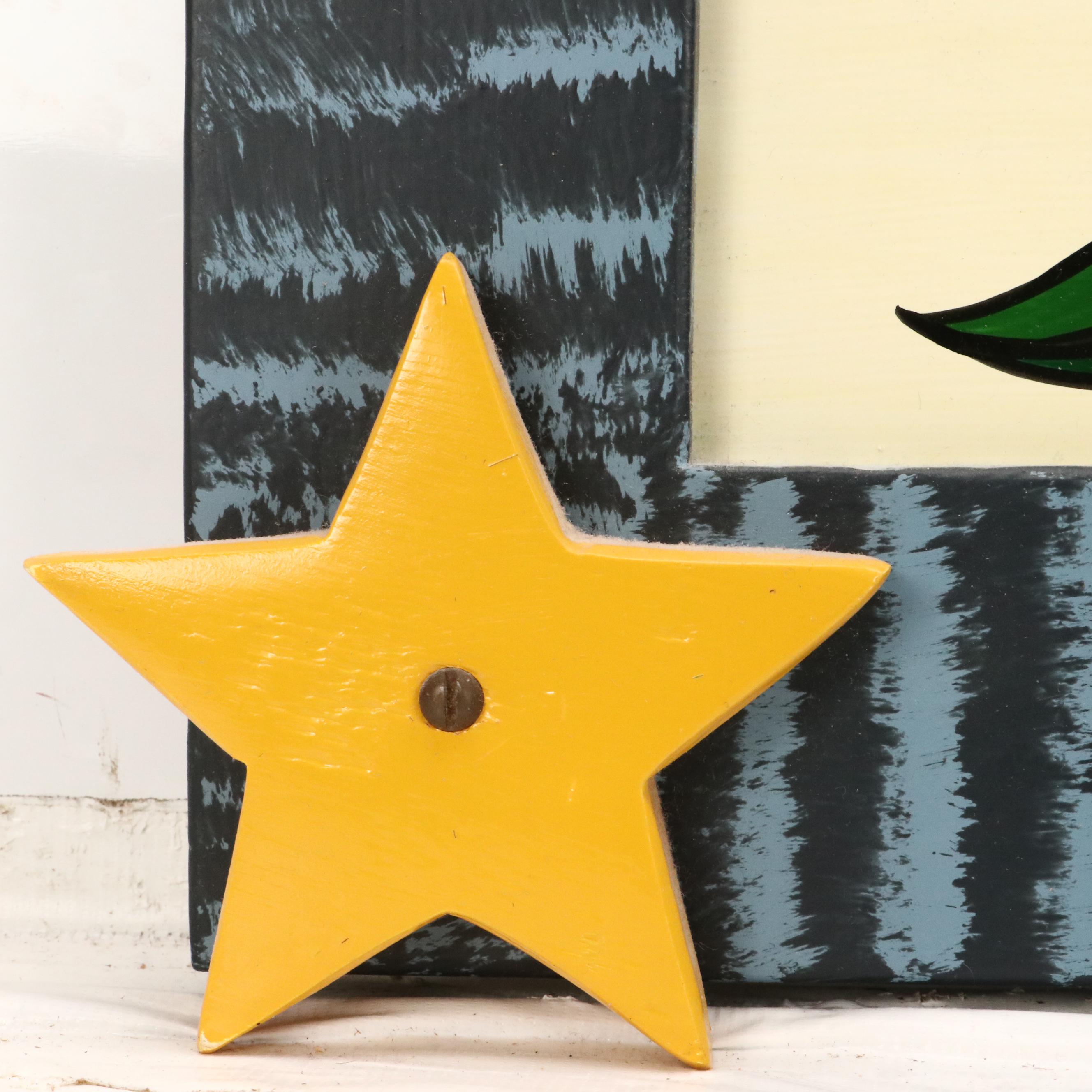 Ivan E. Hoyt Pennsylvania Dutch Acrylic Painting and Handmade Frame, 1995