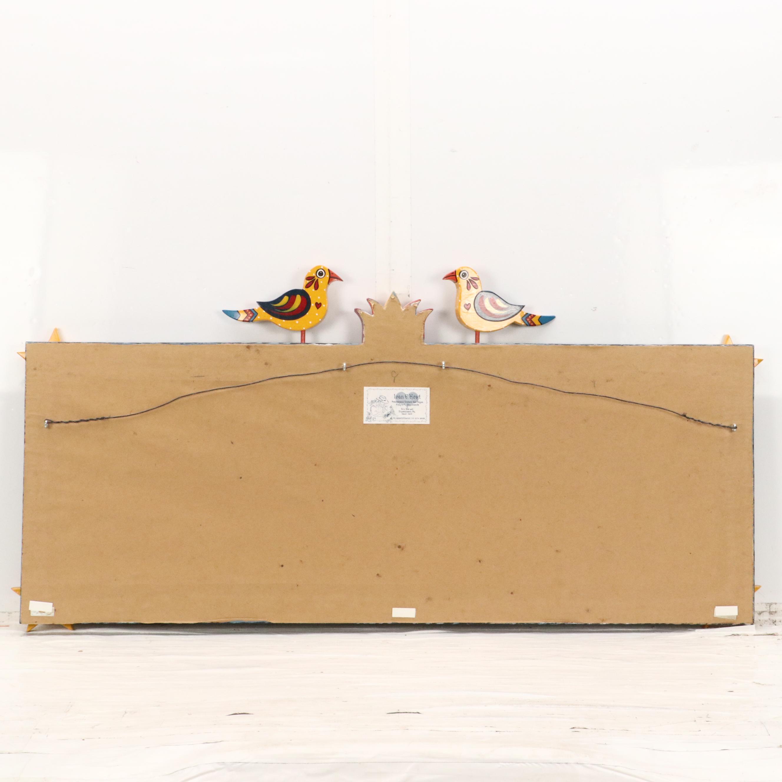 Ivan E. Hoyt Pennsylvania Dutch Acrylic Painting and Handmade Frame, 1995