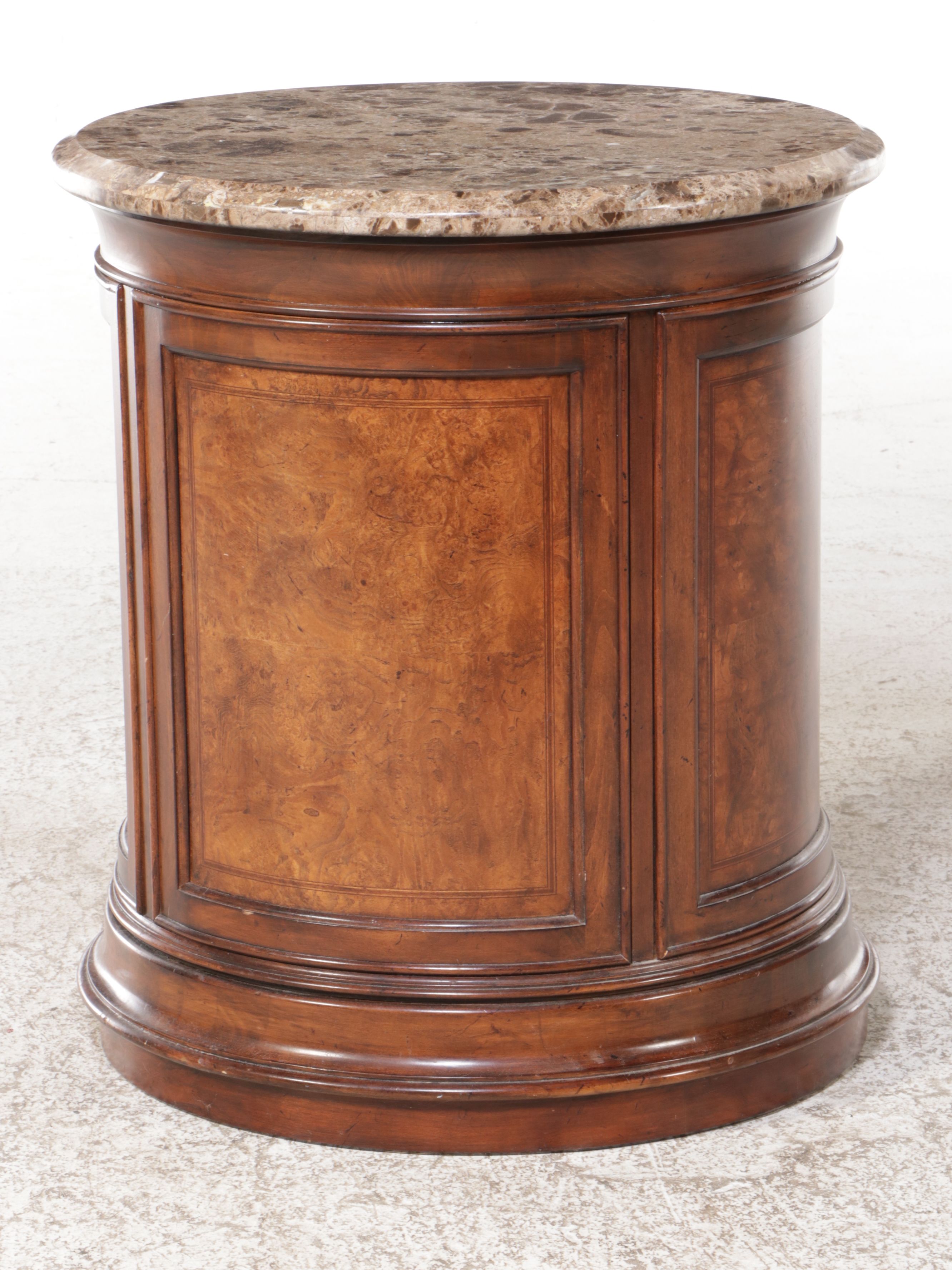 Thomasville Mediterranean Style Marble Top Round End Table
