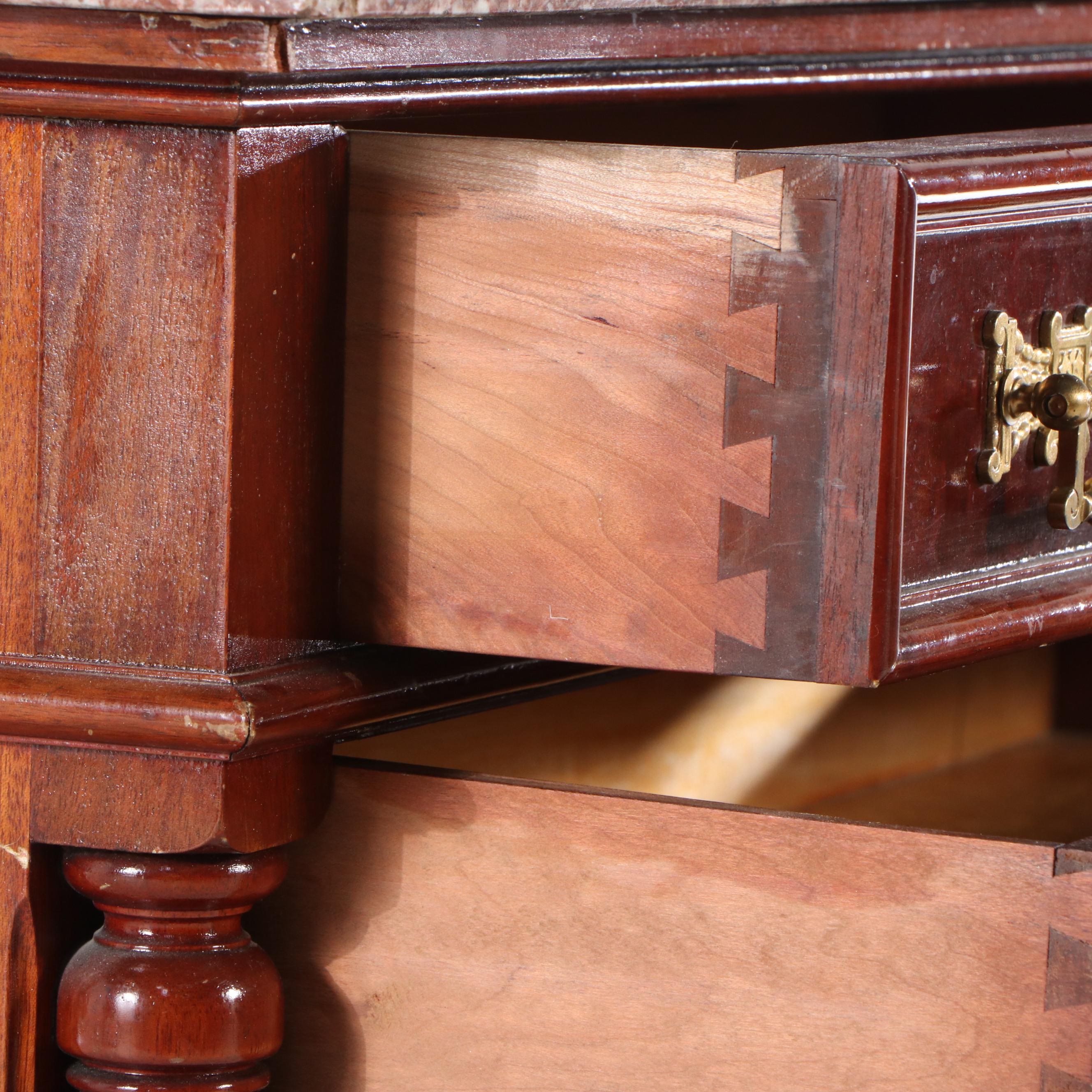 Victorian Pink Marble Top Mahogany Washstand, Late 19th/Early 20th Century