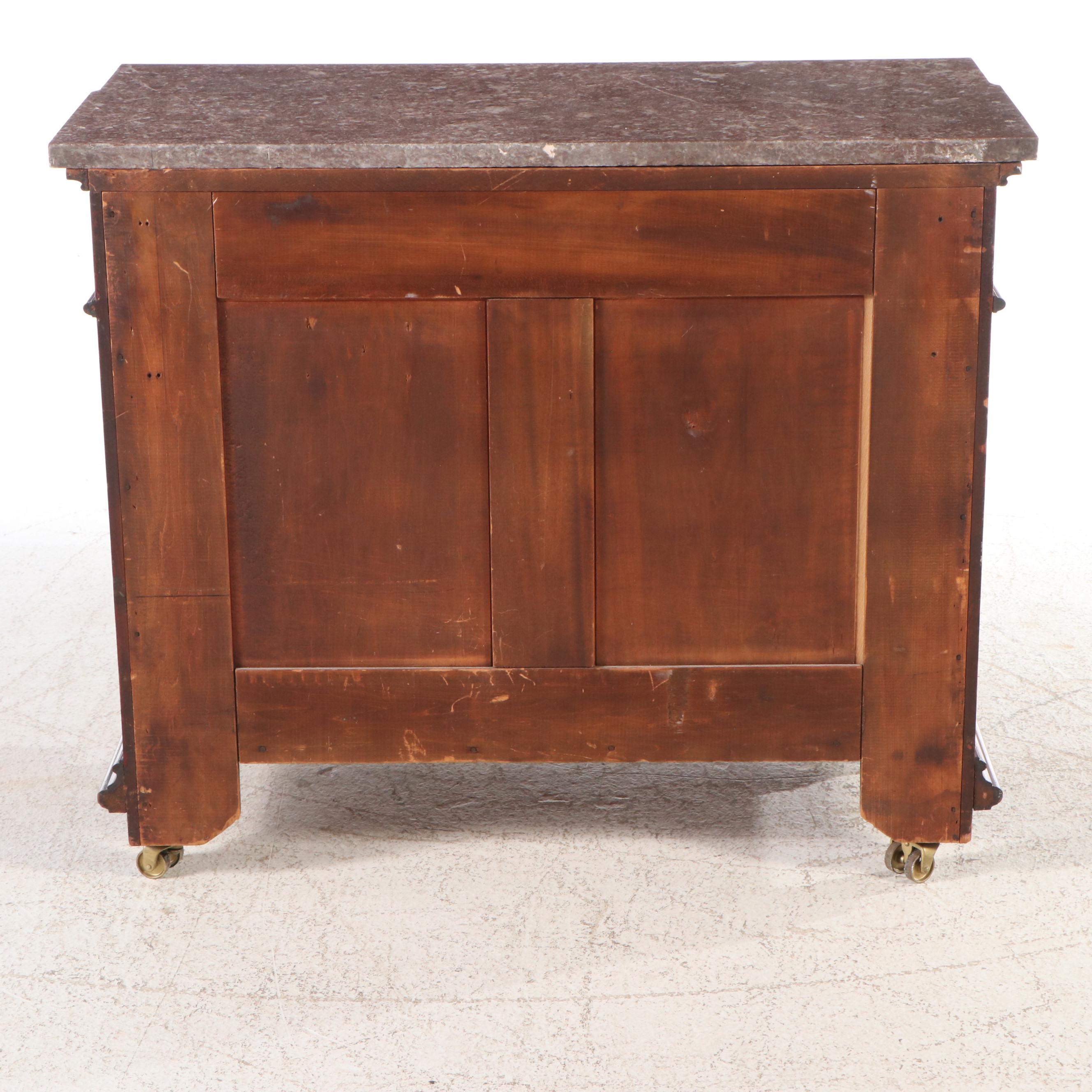 Victorian Pink Marble Top Mahogany Washstand, Late 19th/Early 20th Century