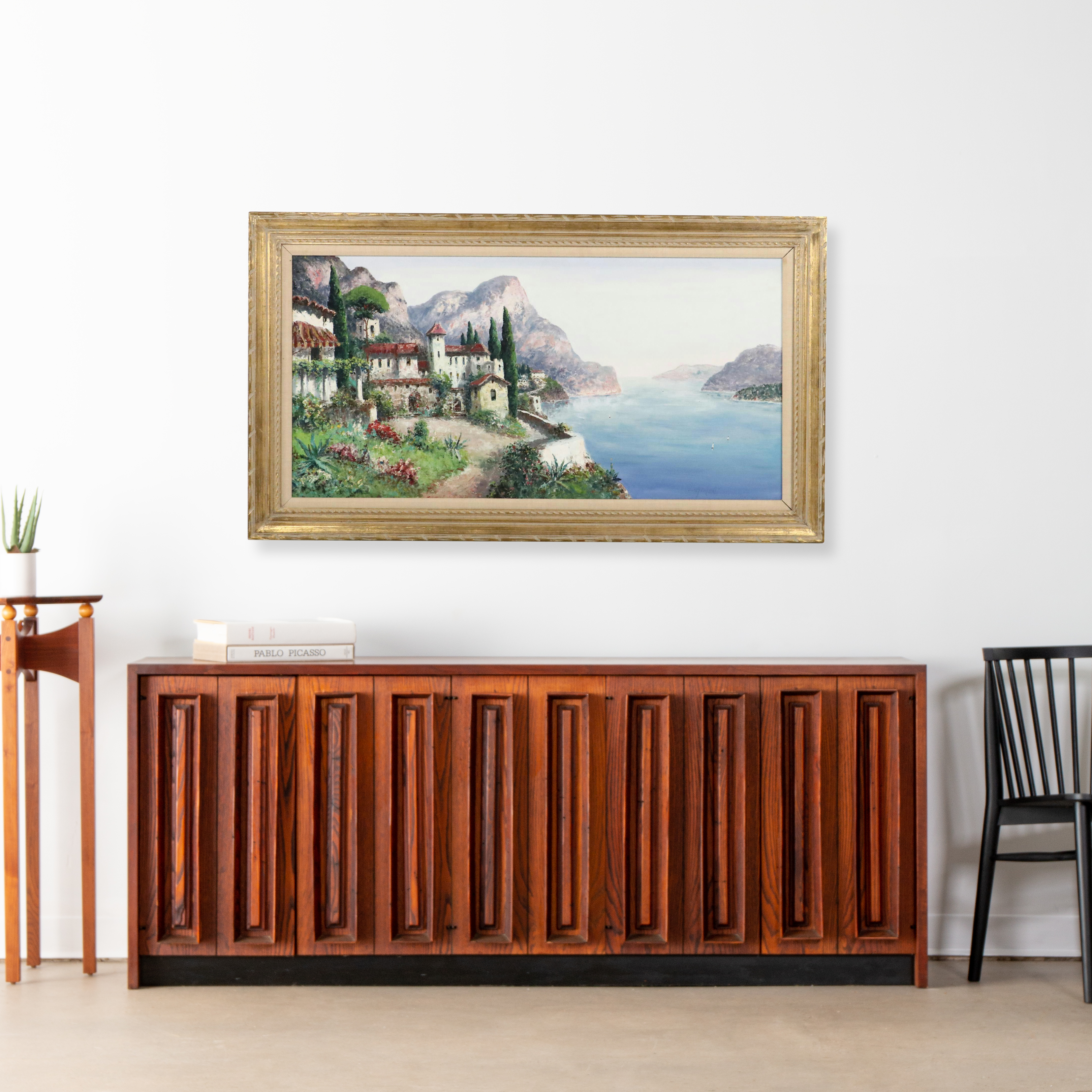 L. Ginelli Mediterranean Scene Acrylic Painting, Circa 2000