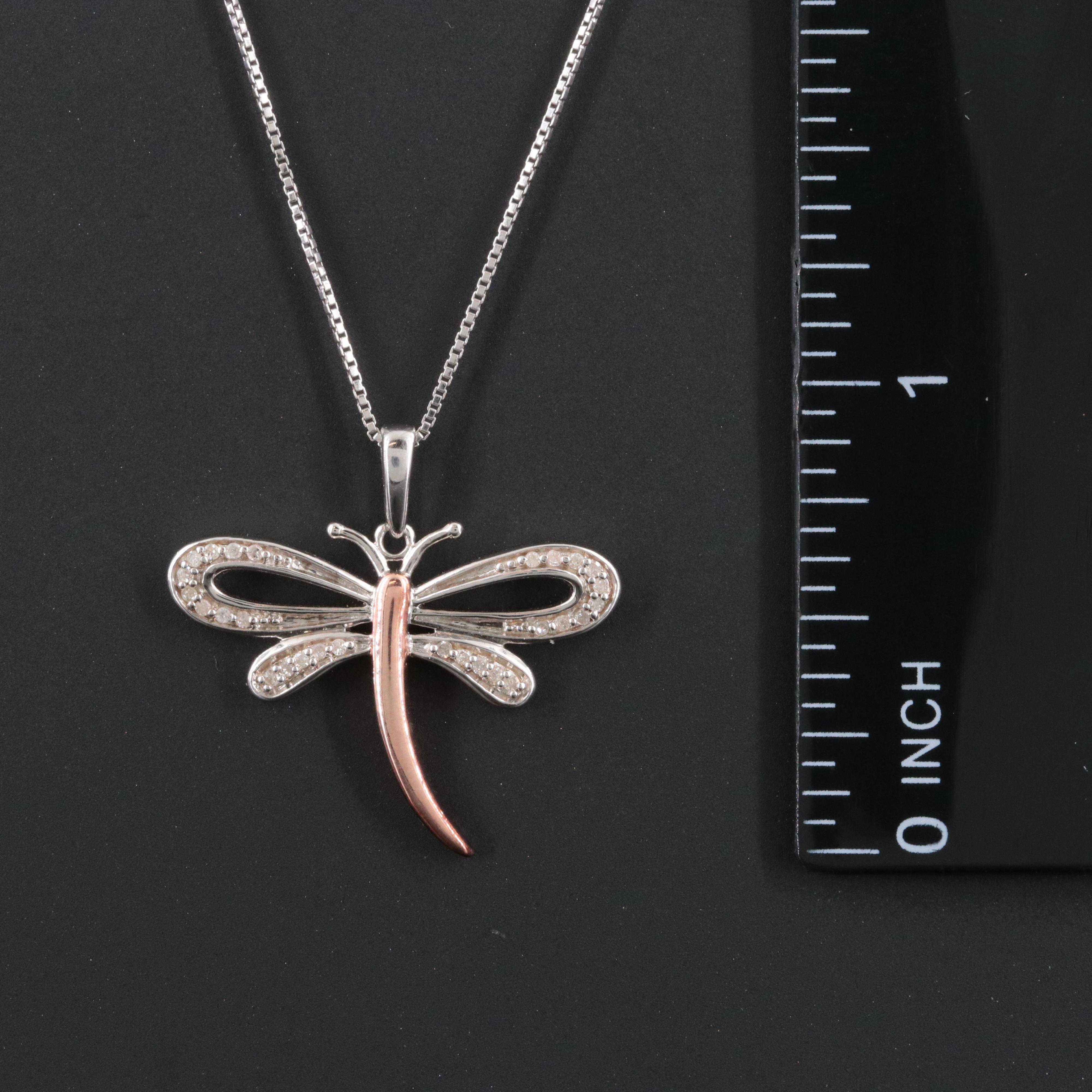 Sterling Diamond Dragonfly Pendant Necklace