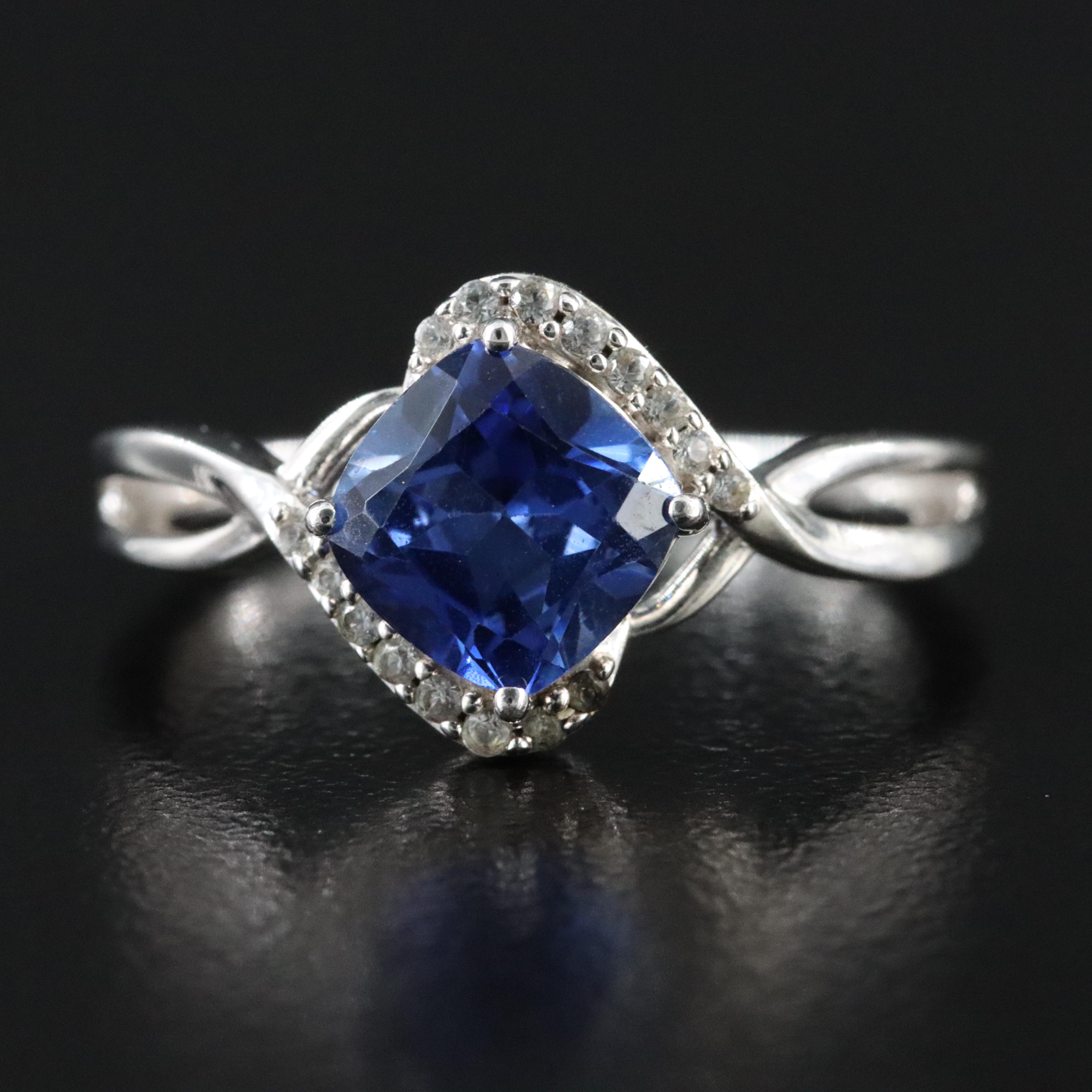 Sterling Blue and White Sapphire Ring
