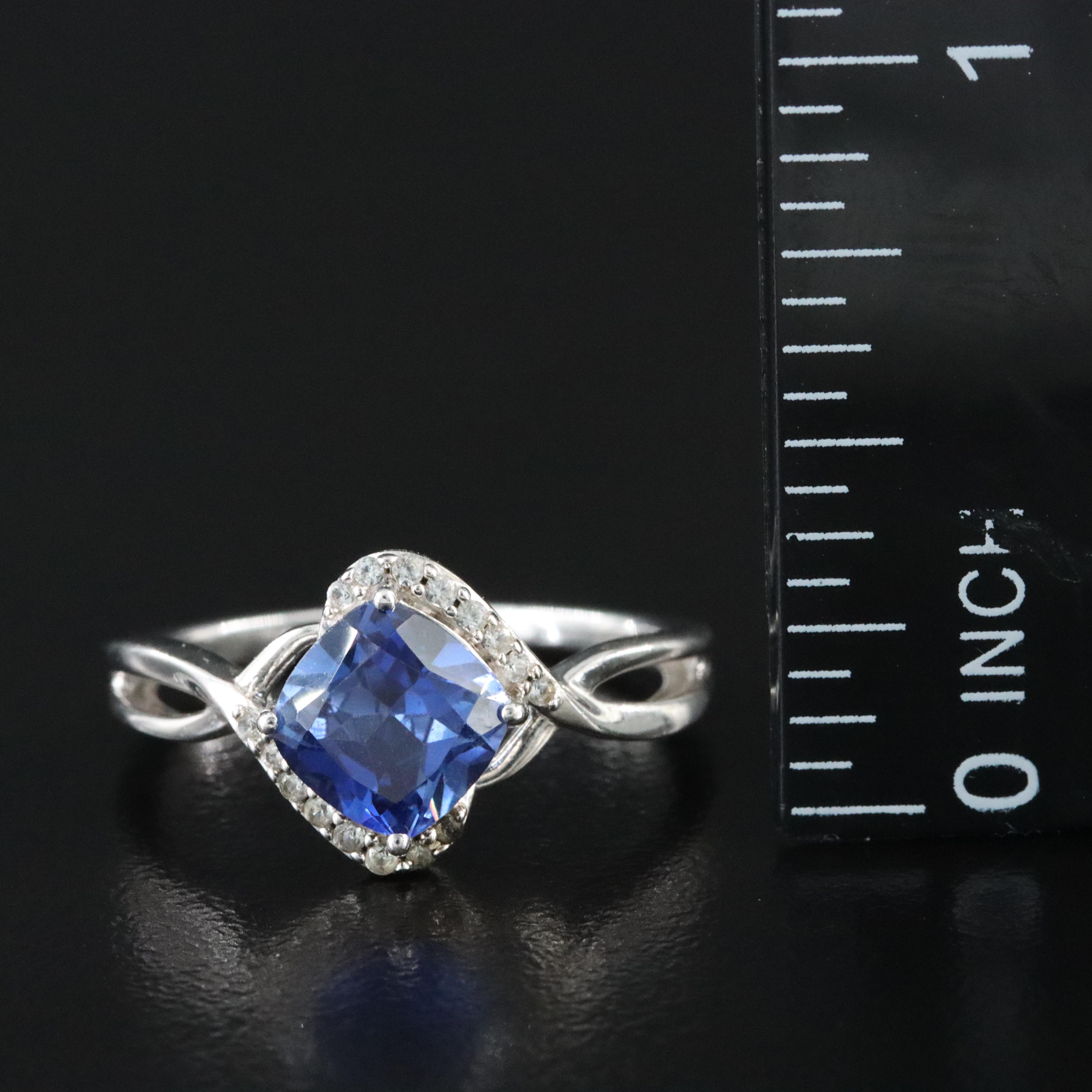 Sterling Blue and White Sapphire Ring